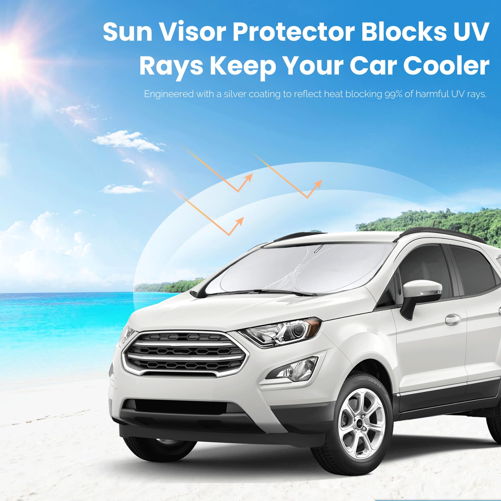 Sunshade For Ecosport Windshield Sun Shade For 2025 2024 2023 2022 2021 2020 Ford Ecosport Suv Accessories Foldable Custom-Fit F