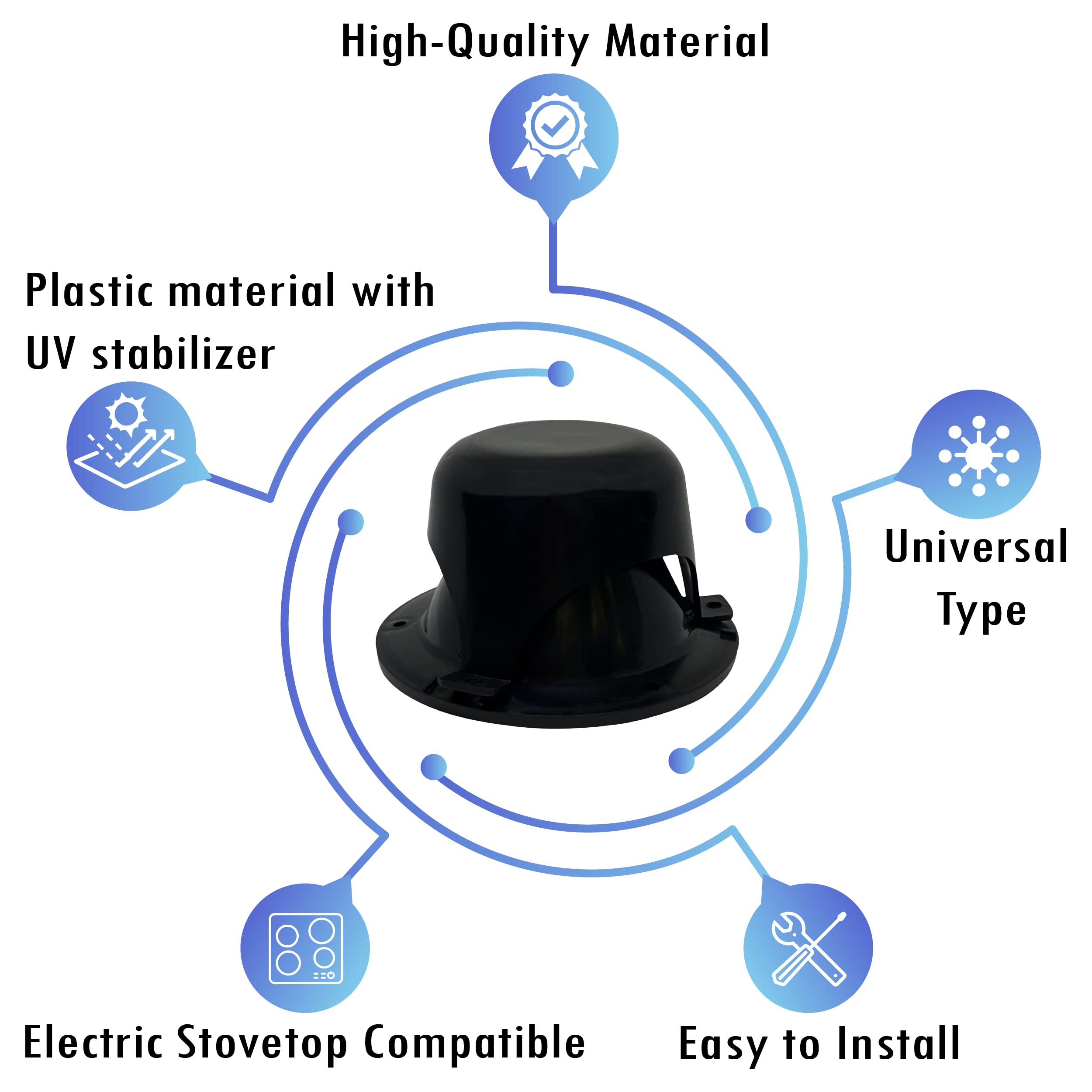 Nu-Set | Rv032-33 Black Rv Roof Vent Caps | Rv Roof Vent Cover | Rv Accessories & Door Hardware (Black)