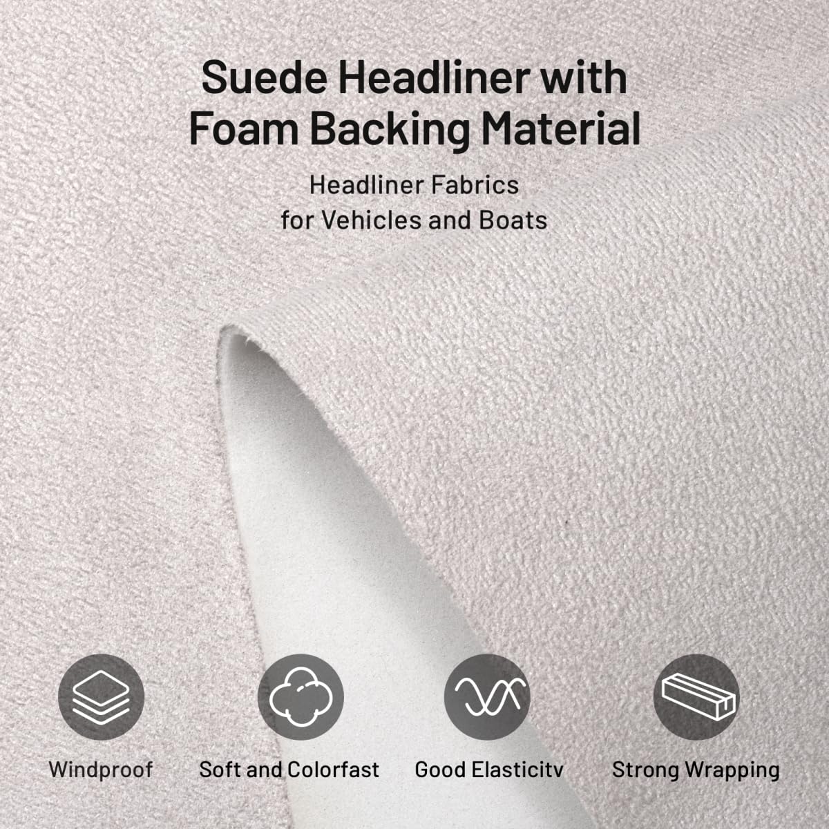 Hiksuky Suede Auto Headliner Fabric 54'' L    60'' W With Foam Backing - Grey Interior Replacement Material For Car/Truck/Suv/Rv