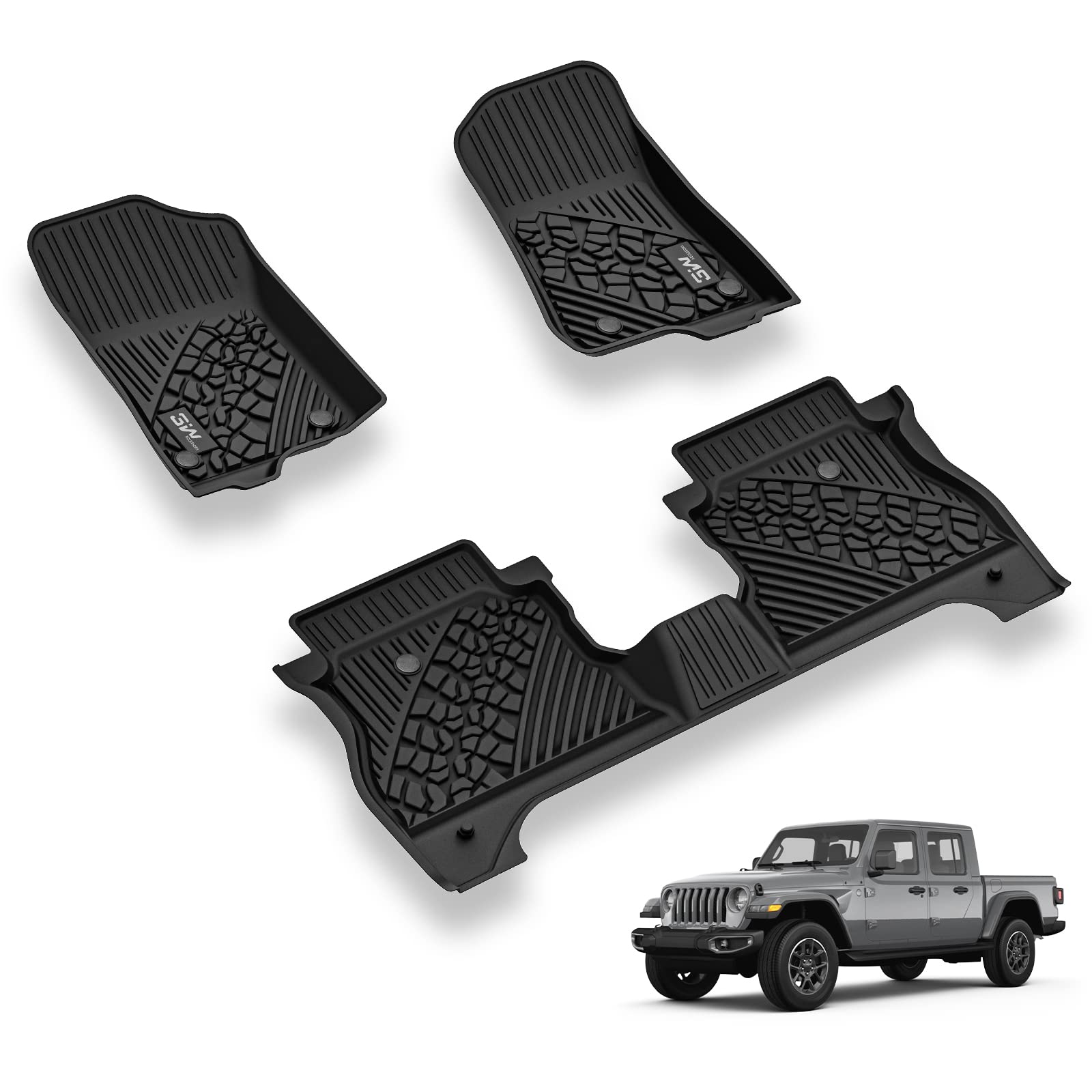 3W?Loor?Ats?Ompatible For Jeep Gladiator 2020-2024, Tpe?Ll?Eather?Ustom?It?Loor?Iner?Or Jeep Gladiator,1St??Nd?Ow?Ull?Et Car?Ine