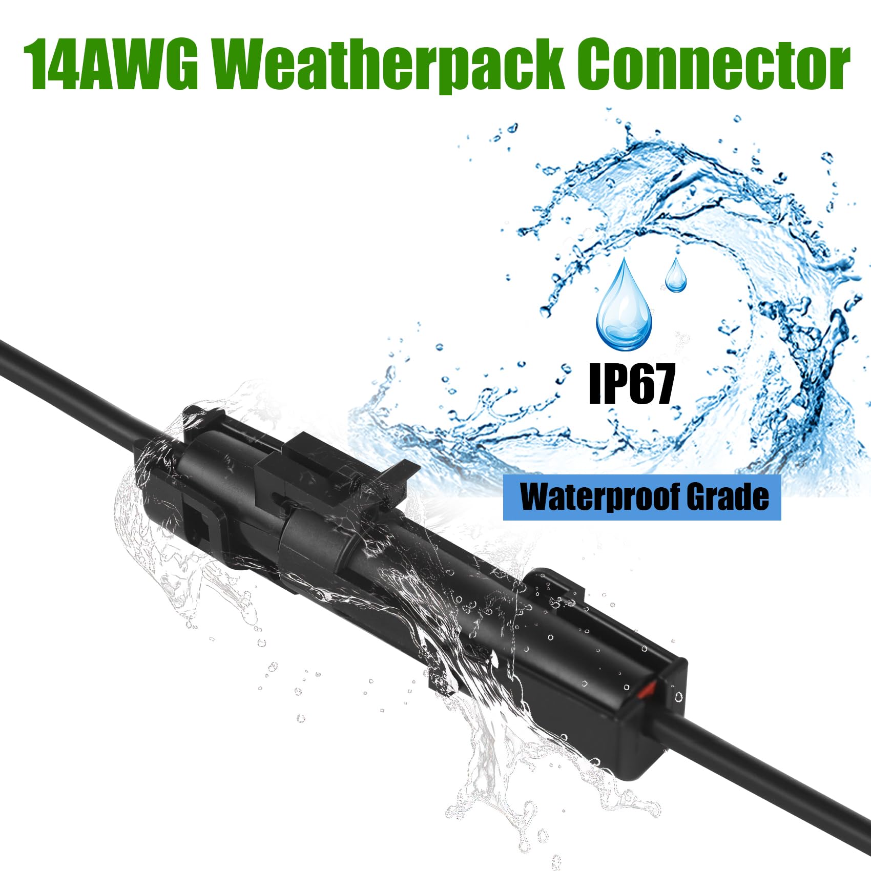 Muyi Weather Pack Connector, 1 Pin Waterproof Connector Automotive Wiring Harness Electrical Connectors (14Awg, 3 Kits)