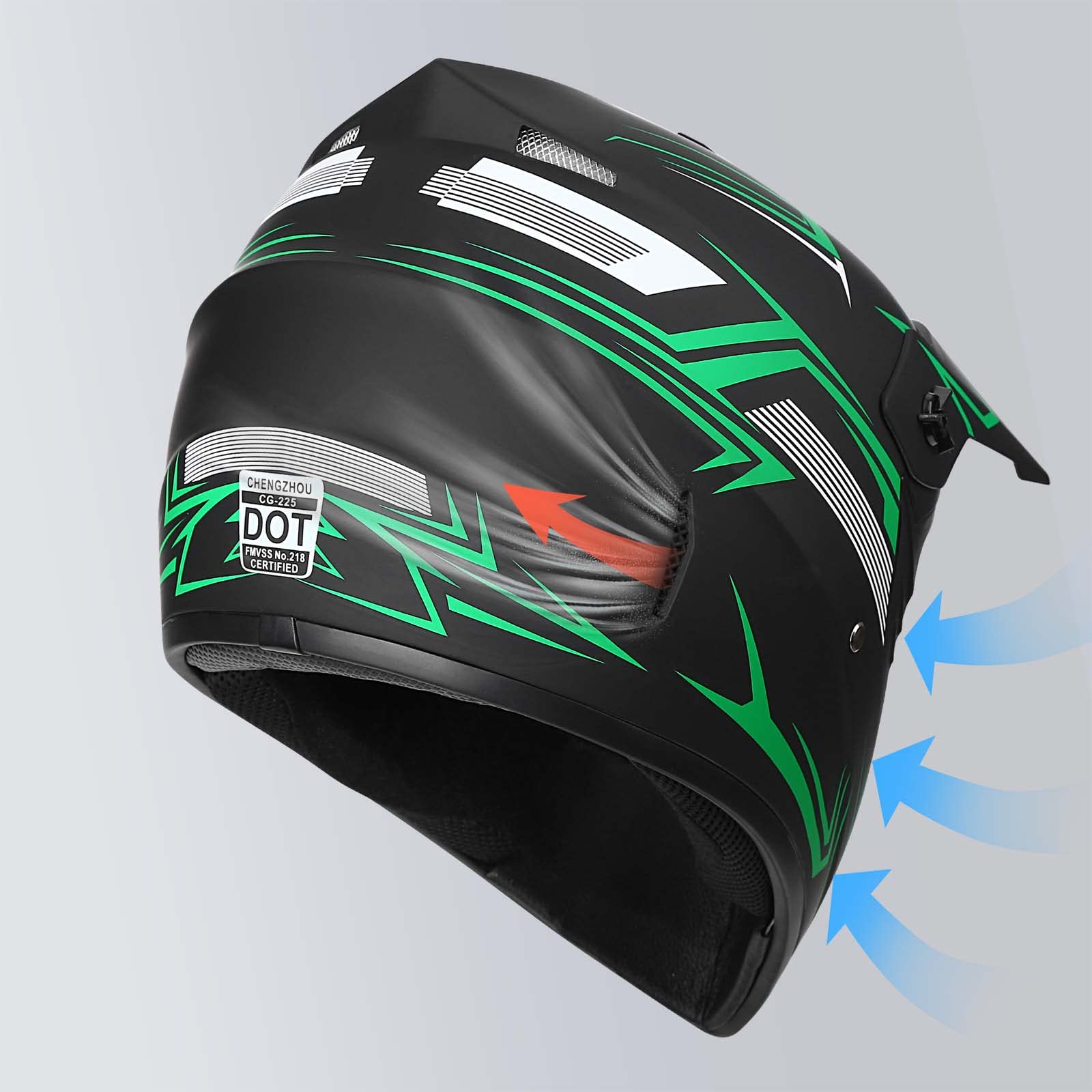 Yesmotor Youth Kids Motocross Helmet Full Face DOT Approved Green Medium with Gloves, Goggles, Mask - Durable ABS Material for ATV BMX MX