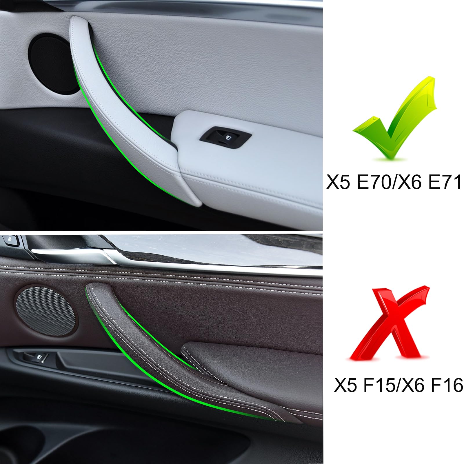Jaronx For Bmw X5 X6 Door Pull Handle, Inner Left Rear Door Trim Grab Cover Armrest Bracket (Fits:Bmw X5 2008-2013 And X6 2008-2