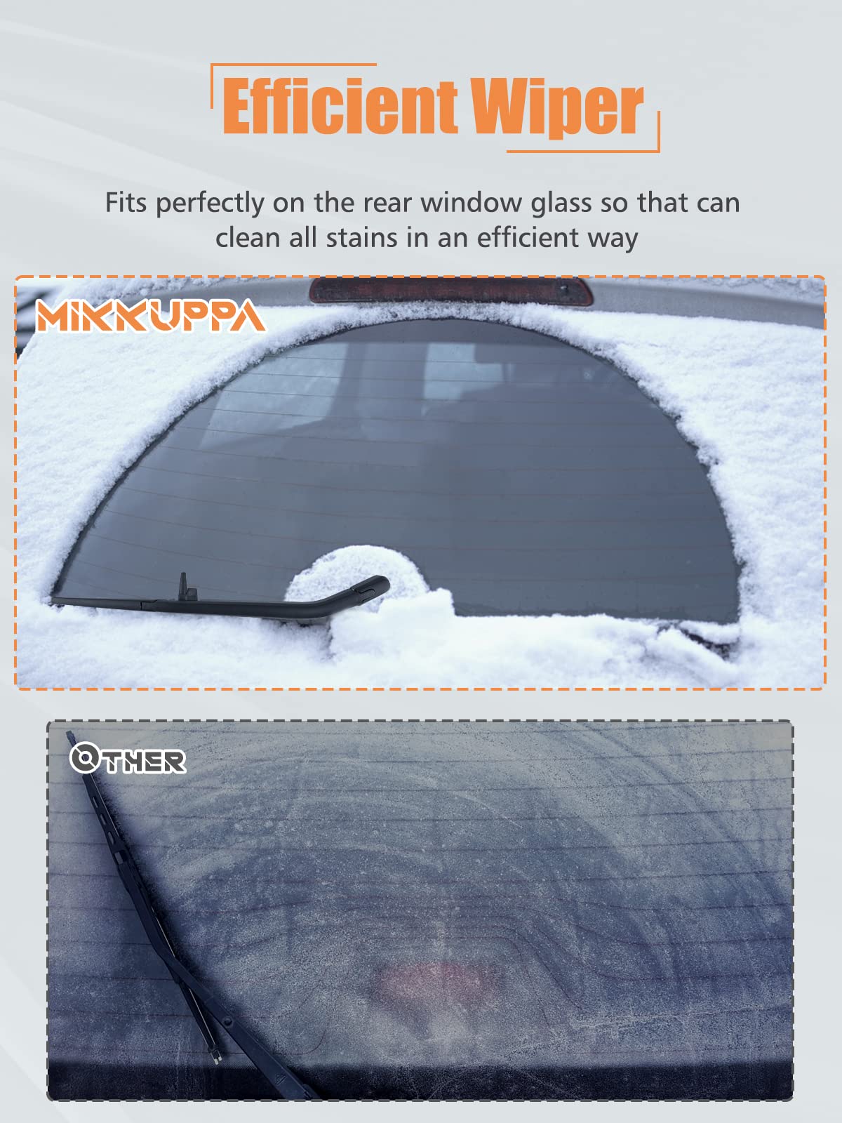 MIKKUPPA Rear Windshield Wiper Blade Replacement for Toyota RAV4 2013-2018, Highlander 2020-2022, Jeep Compass 2018-2021 - Back