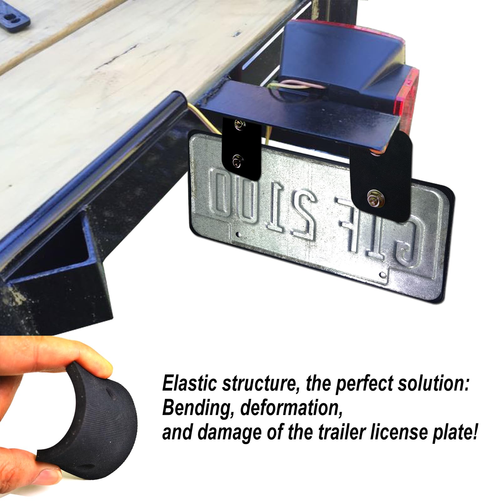 Aootf Trailer License Plate Holder Bracket- Truck/Rvs/Boats/Jet Ski Rubber Car Tag Holder And Carbon Fiber Frame With Black Scre
