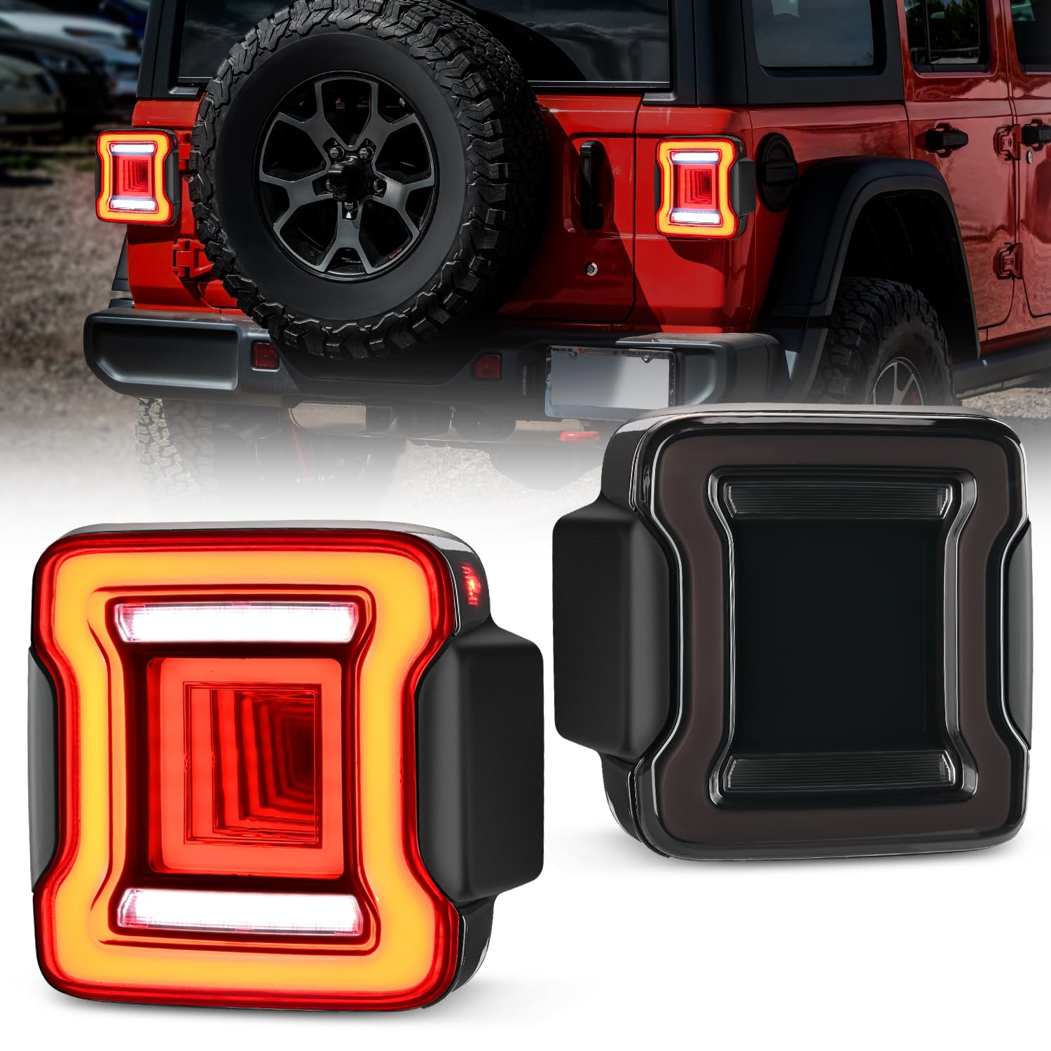 Nilight Jl Tail Light Led Smoked Lens White Lights Back Up Reverse Red Running Brake Stop Turn Signals Dot Approved Taillight Co