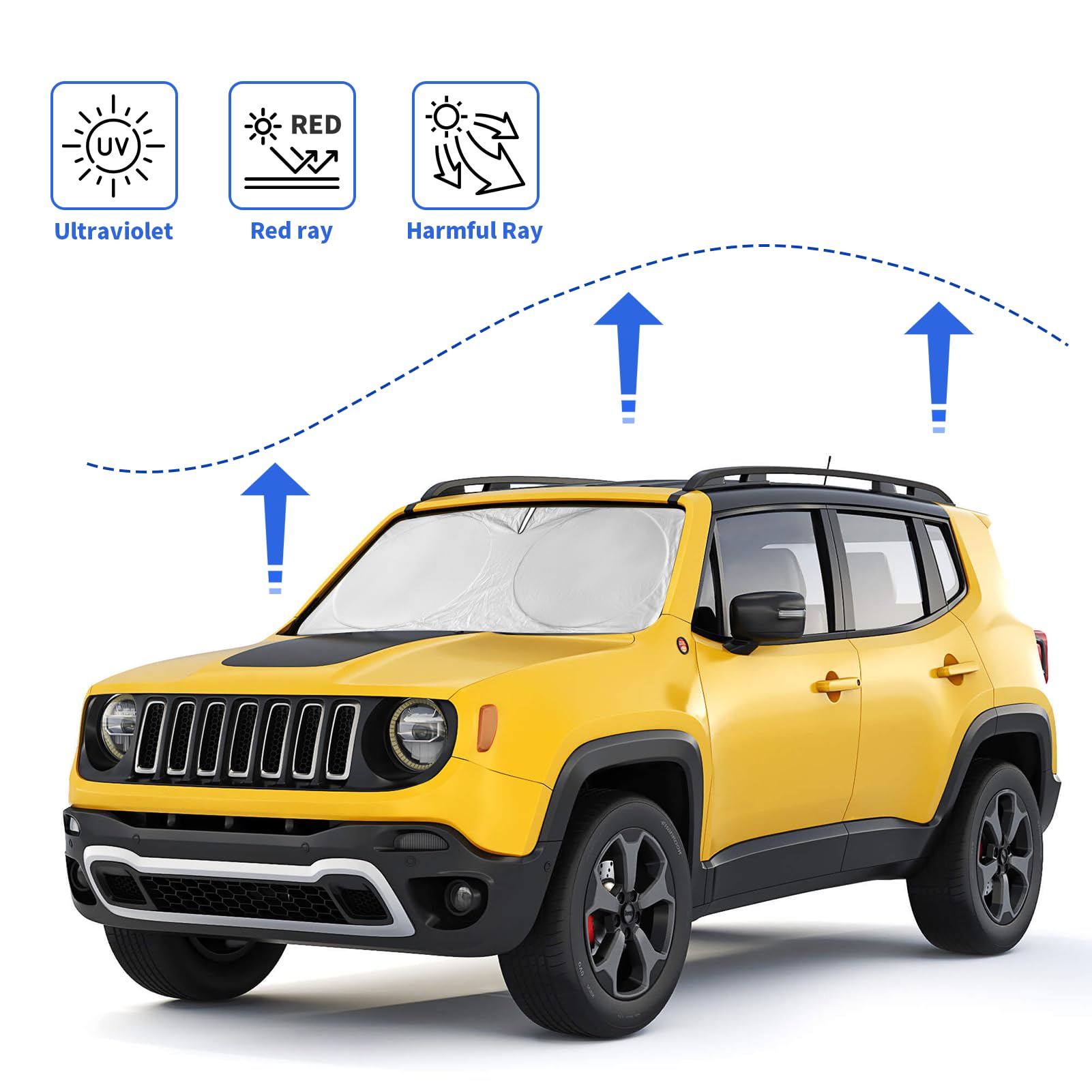 Insauto For Jeep Compass Windshield Sun Shade For Jeep Grand Cherokee Suv 2011-2023-Front Sunshade Car Sun Visor Cover Protector