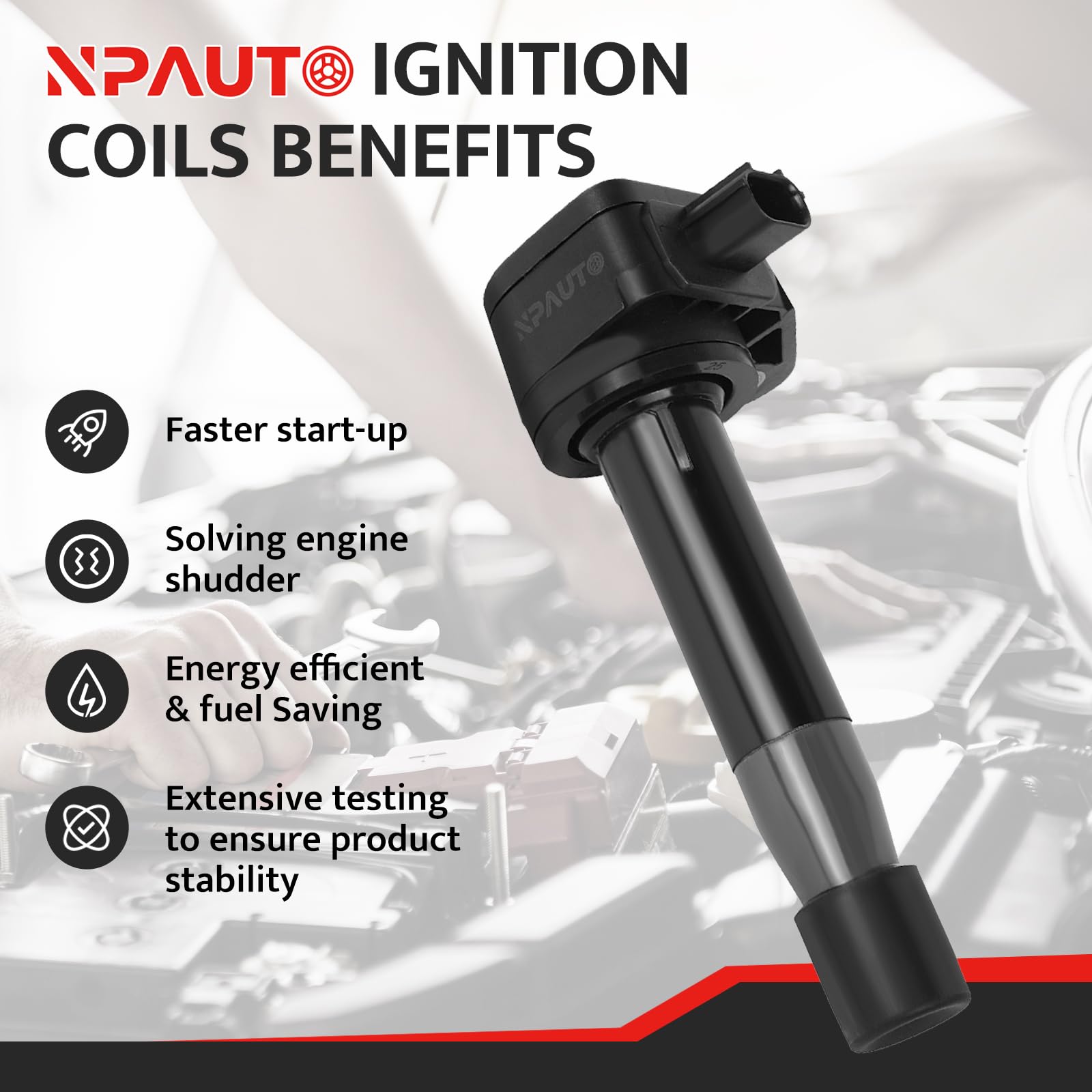 NPAUTO Ignition Coil Pack Set of 6 for Acura RL TL TSX, Honda Accord Odyssey Pilot, V6 3.5L 3.7L, Model KIT-10631