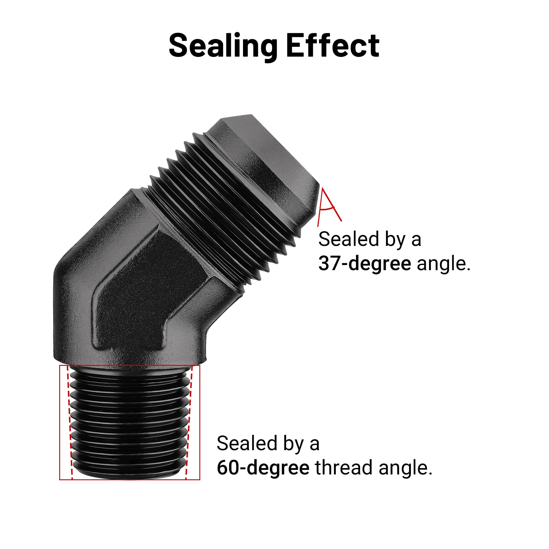 Evil Energy 12An Male Flare To 1/2'' Npt Pipe 45 Degree Fitting Adapter Aluminum Black