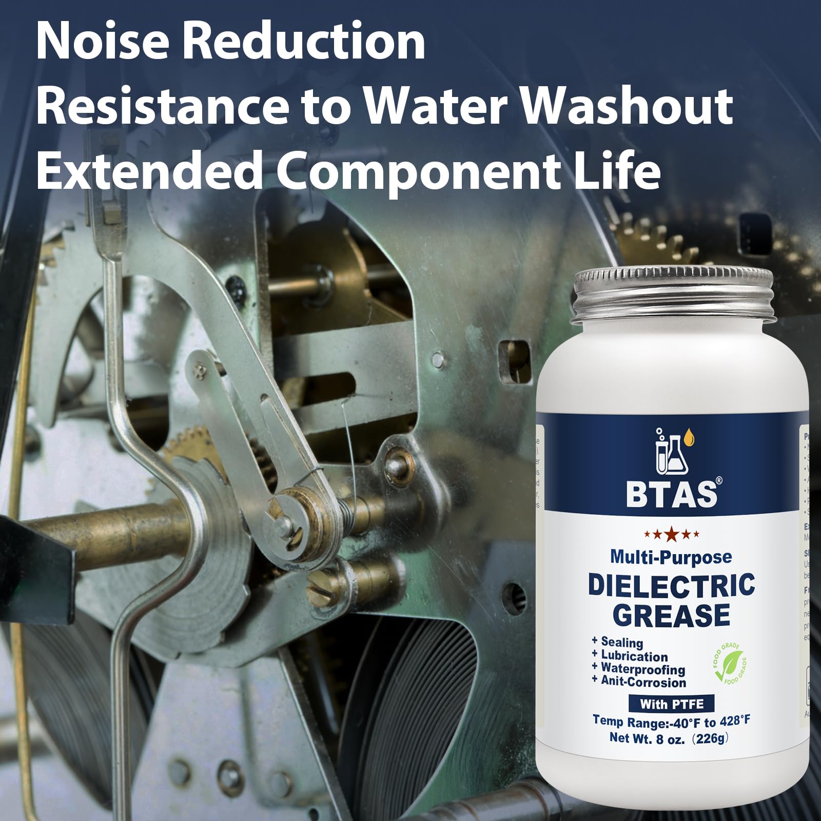 BTAS Dielectric Grease for Automotive Connectors, 8 oz Silicone Paste, Model XG800, Corrosion Preventer with PTFE
