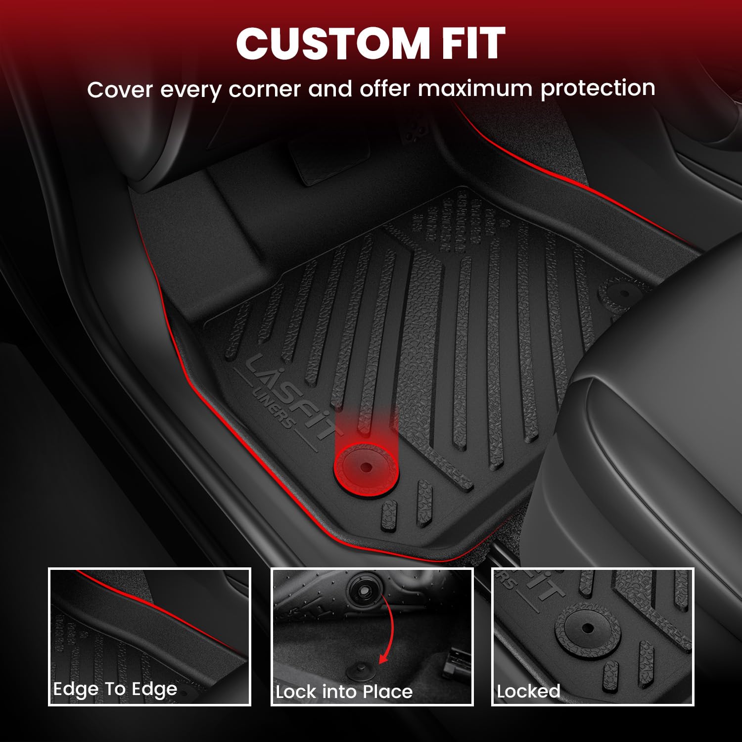 Lasfit Floor Mats & Trunk Mat For Dodge Charger 2011-2023 Rwd, For Chrysler 300 2011-2023 Rwd Without Subwoofer, All Weather Tpe