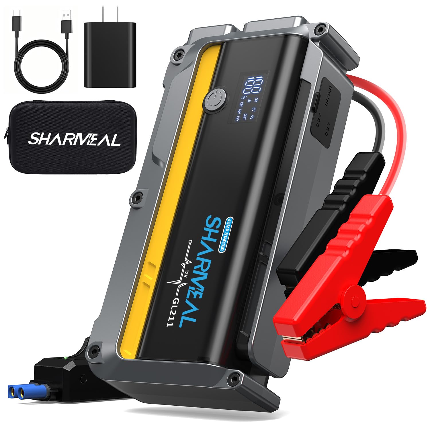 Sharmeal 7000A Car Battery Jump Starter, 12000mAh Car Jumper Starter Battery Pack for Up to All Gas & 12.0L Diesel Engines, 12V 
