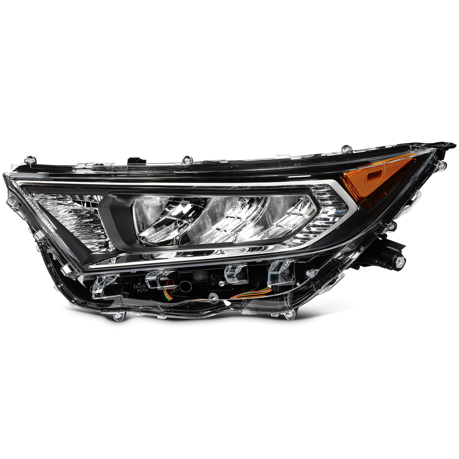 LBRST Headlight assembly Fit 2019-2021 for Toyota RAV4 Bezel LED - Chrome Housing Clear Lens Driver Side TO2502275