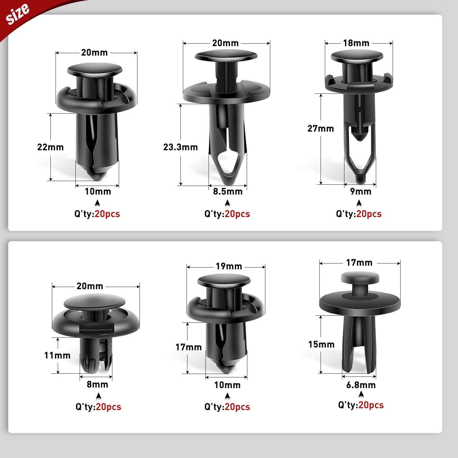 Nilight Car Retainer Clips Fastener Remover 6.3Mm 8Mm 9Mm 10Mm Expansion Screws Replacement Kit Bumper Push Rivet Clips For Gm F