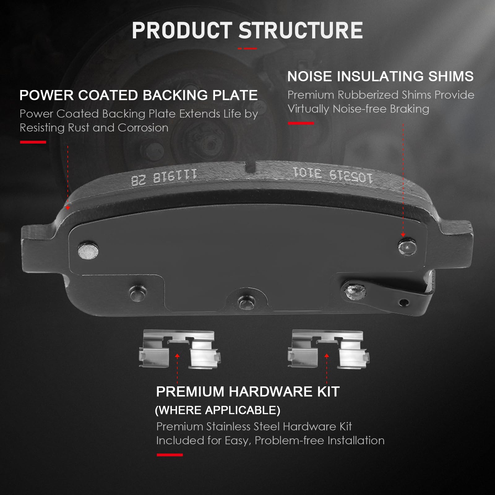 Cciyu D1468 Ceramic Rear Brake Pad Set Fit For Buick Cascada,Encore,Verano,For Cadillac Elr,Cruze,Cruze Limited,Orlando,13-16 Fo
