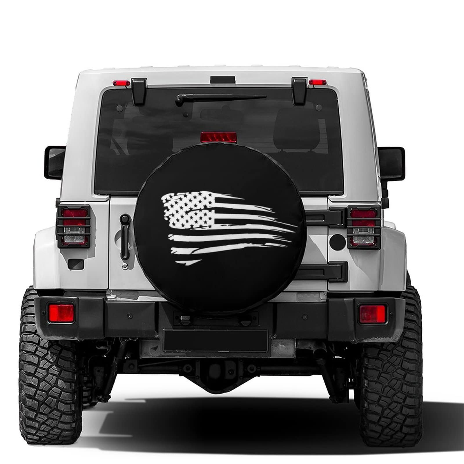 Foruidea Waving American Flag Military 1 Spare Tire Cover Wheel Tire Cover Fit Trailer, RV, SUV and Many Vehicle 18inch