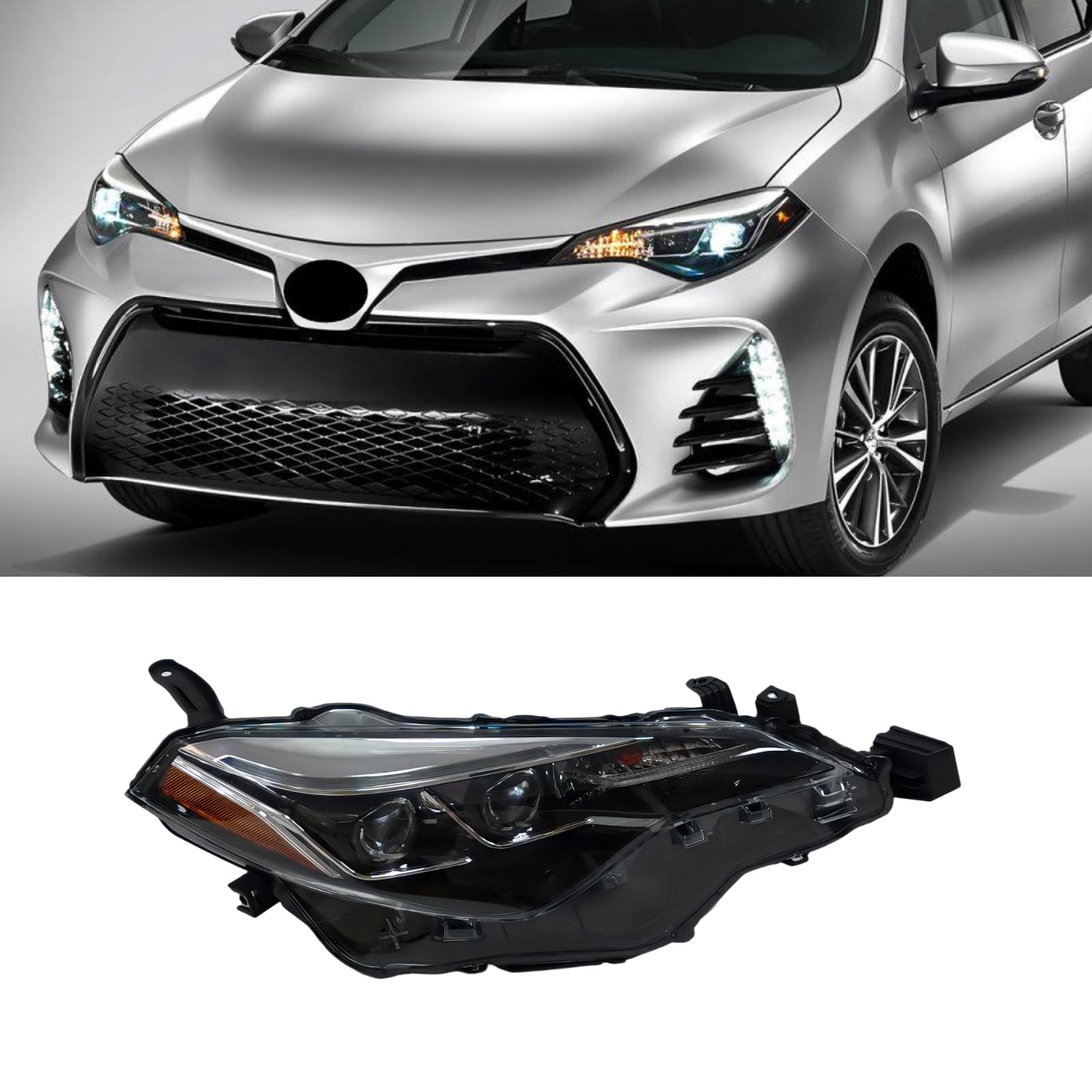 ILAMP Headlight Fit For 2017 2018 2019 Toyota Corolla SE XSE XLE Headlamp Assembly Head Lamp(Right Passenger Side) RH 81110-02M9