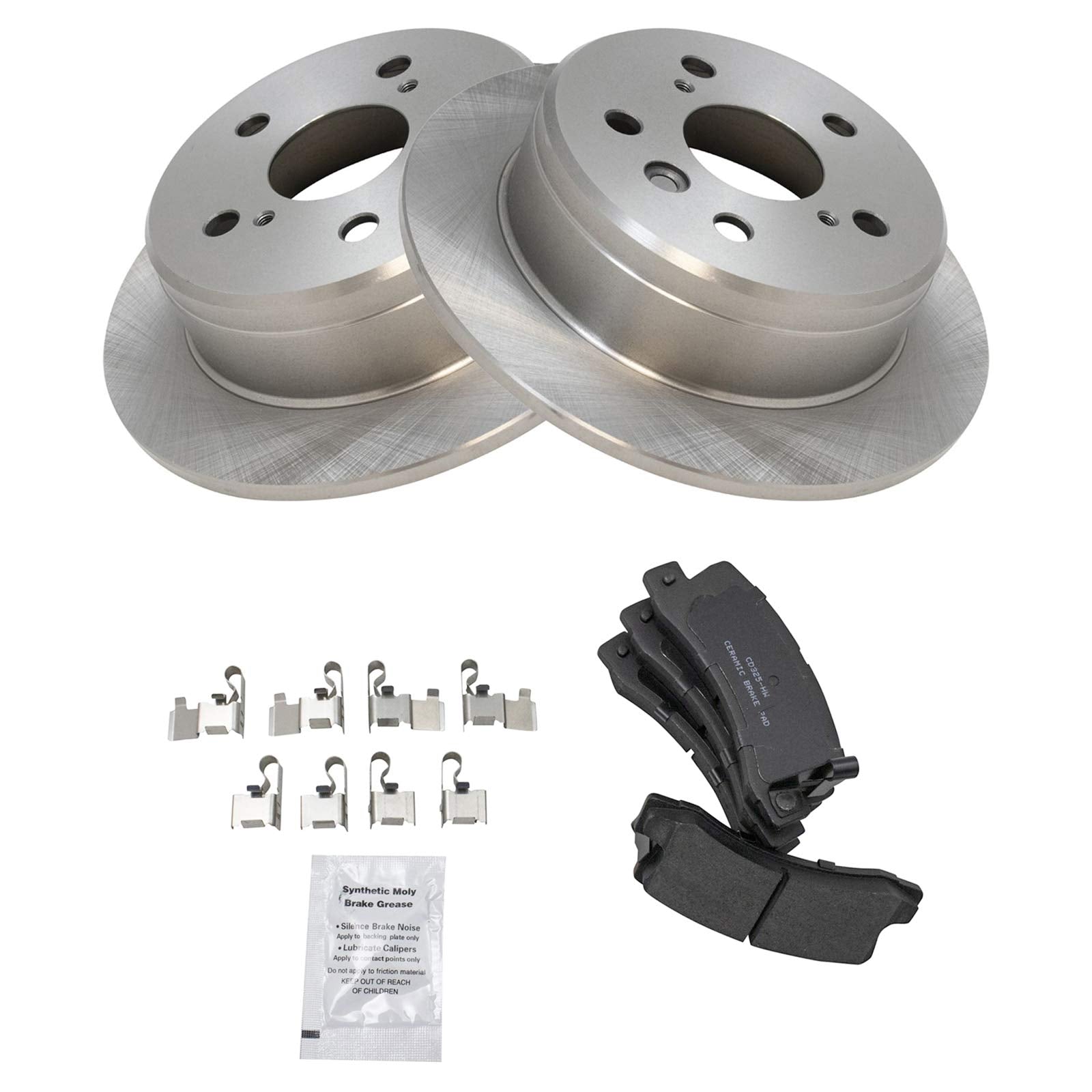 TRQ Rear Brake Pad & Rotor Kit Brake Pads Brake Rotor Ceramic Compatible with 1997-1999 Lexus ES300 1992-1999 Toyota Camry 1999 