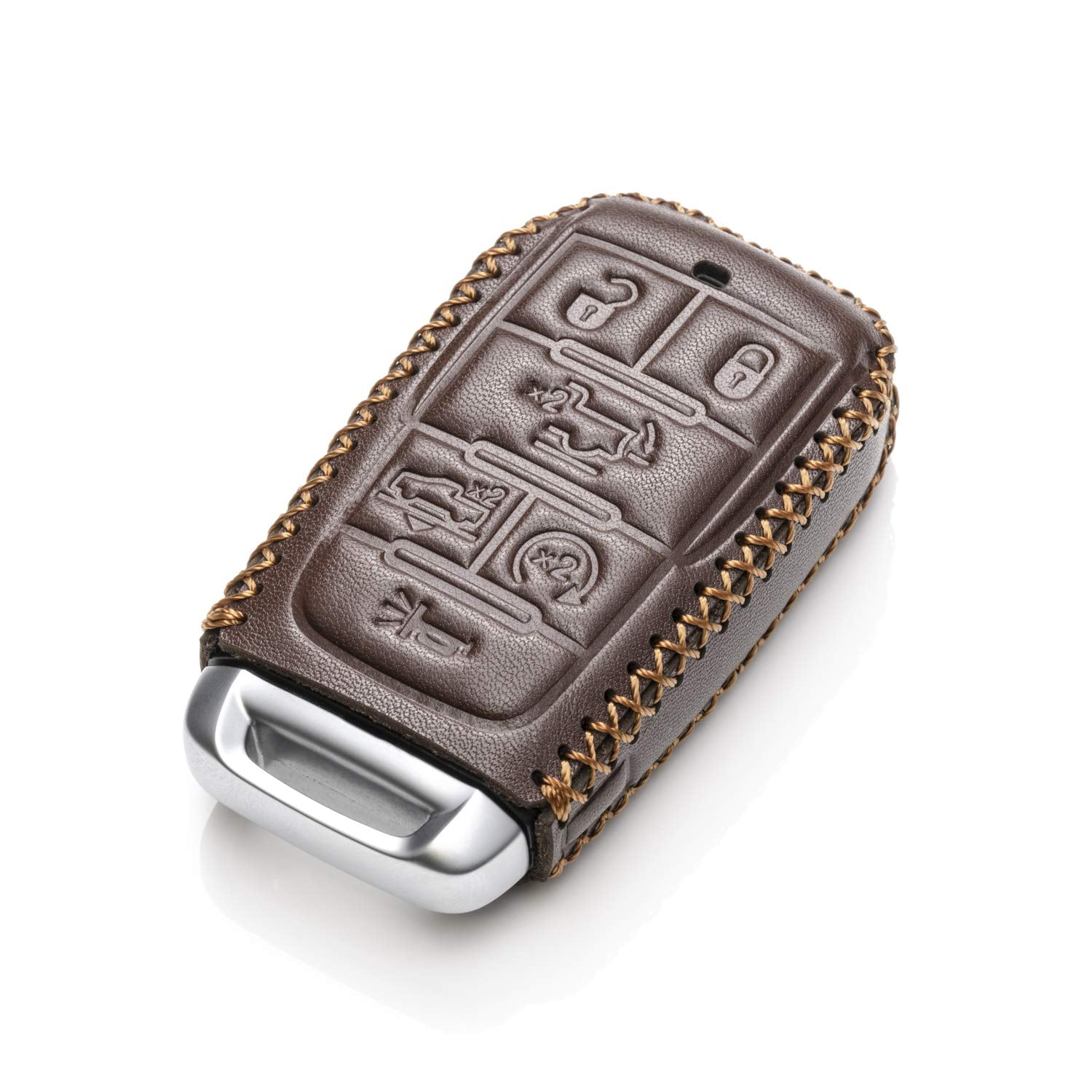 Vitodeco Genuine Leather Smart Key Fob Case Cover Protector Compatible With Ram 1500, Ram 2500, Ram 3500 2019 - 2025 (6-Button,