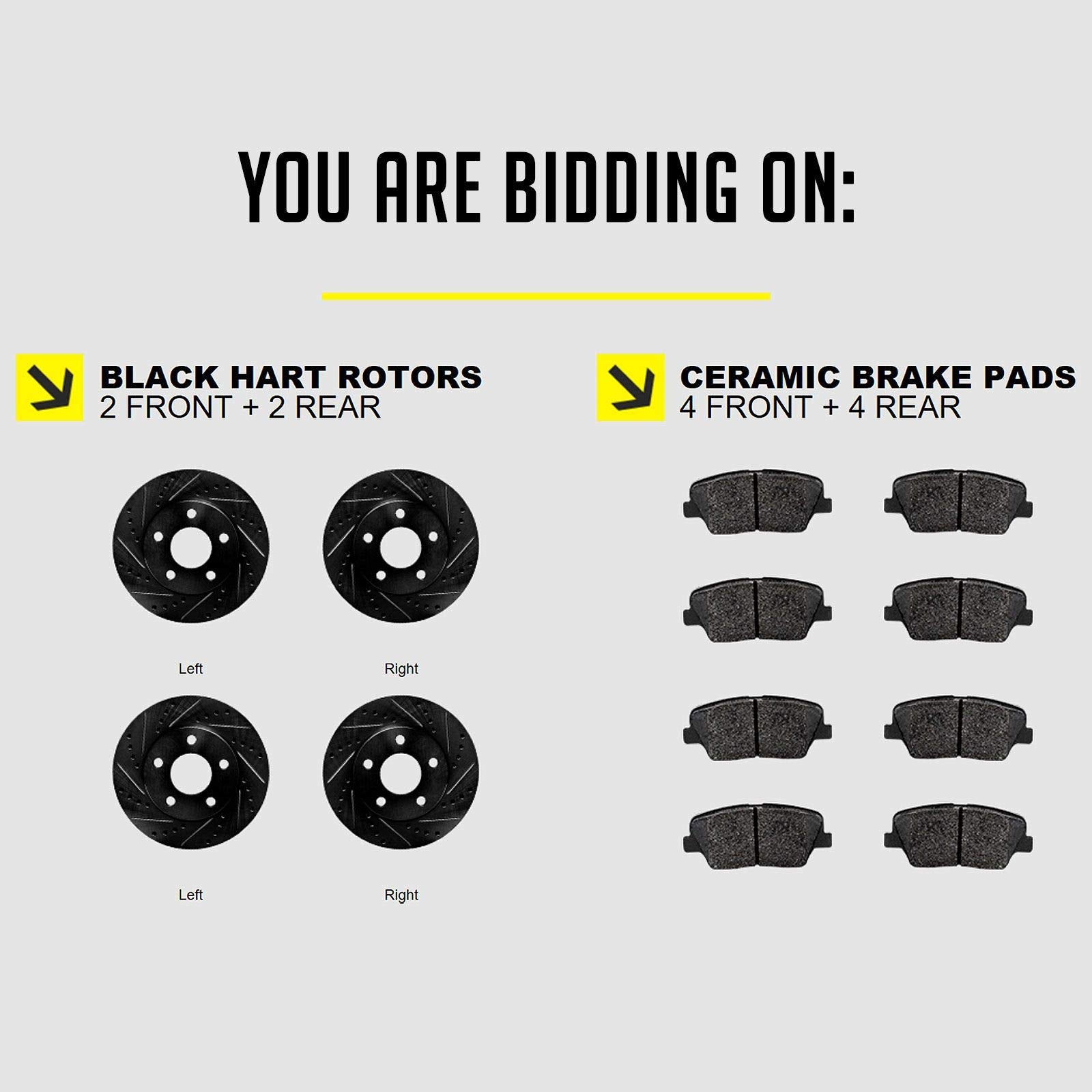 Hart Brakes Front Rear Brakes And Rotors Kit |Front Rear Brake Pads| Brake Rotors And Pads| Ceramic Brake Pads And Rotors |2011-