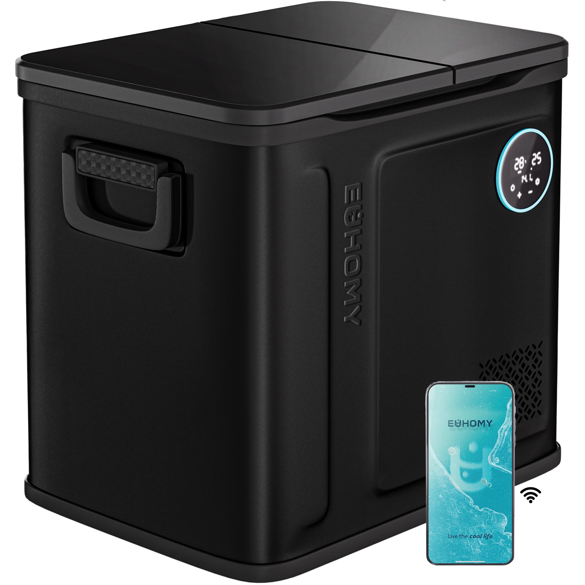 EUHOMY 12 Volt Refrigerator, 58QT Dual Zone Electric Cooler APP Control, Car Refrigerator with 12/24V DC 110-240V AC, Car Fridge