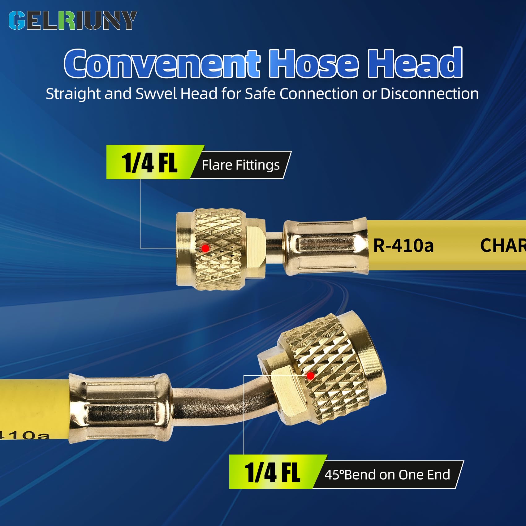 2025 Upgrade 21985 Plus II 1/4 Refrigerant Charging Hose, 60    (5FT), Standard 1/4 Flare Fittings, for R410A, R134A, R22 an