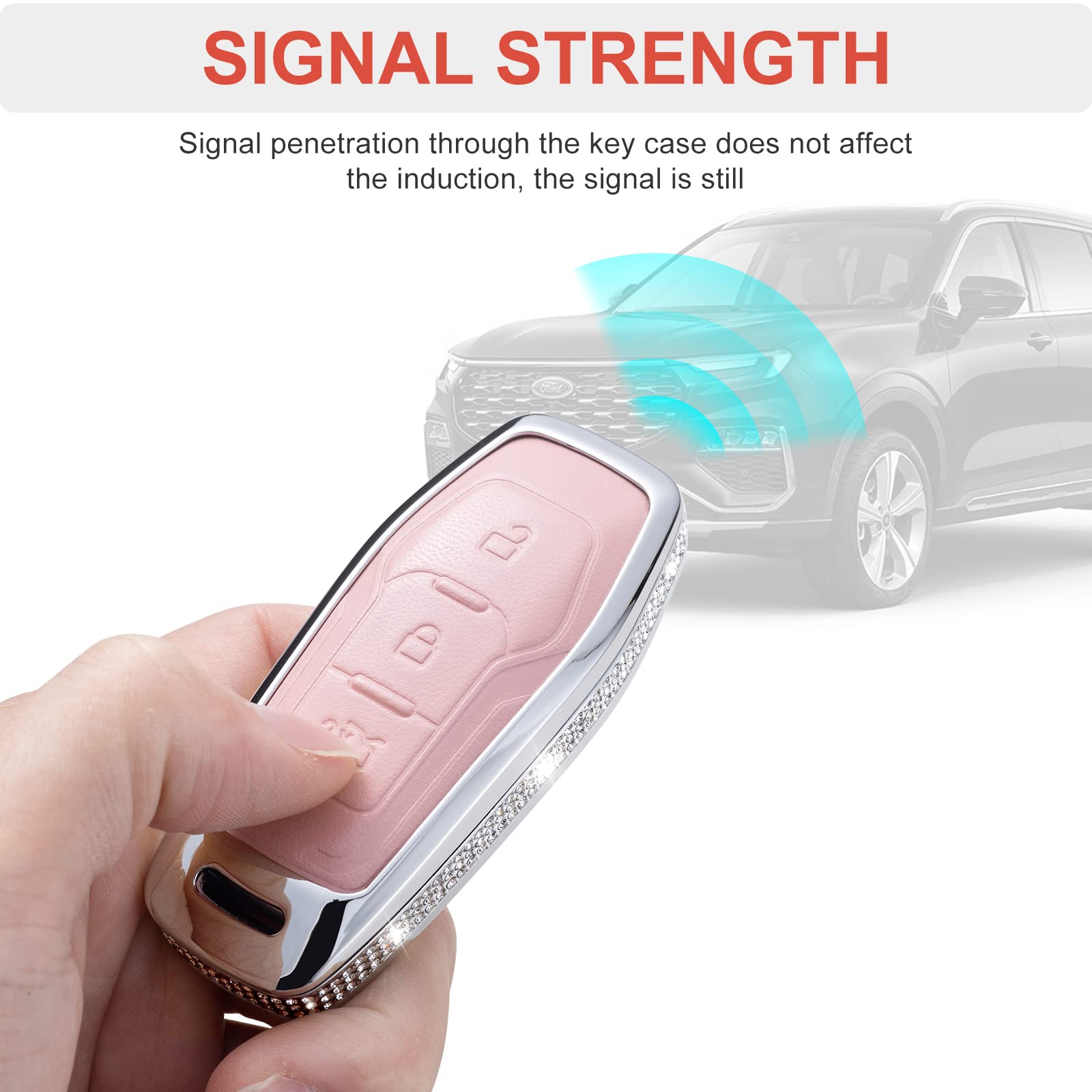 Ruabiban Key Fob Cover Compatible With Ford (Pink)