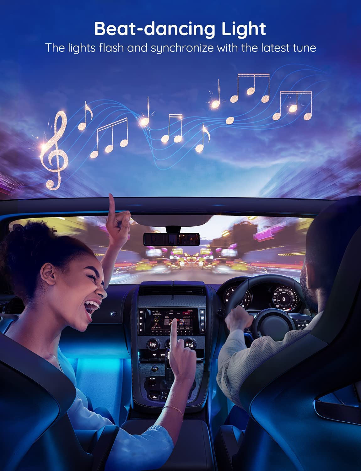 Govee Car Led Lights, Smart Interior Lights With App Control, Rgb Inside Car Lights With Diy Mode And Music Mode, 2 Lines Design