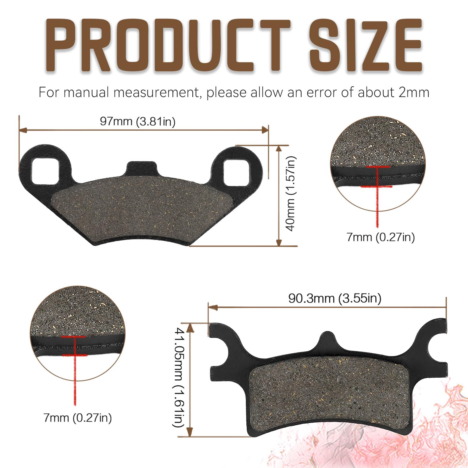 Sollon Front And Rear Brake Pads For Polaris Sportsman 400 500 600 700 800 Efi/Ho, Scrambler 500 400 2X4 4X4, Trail Boss 330, Tr