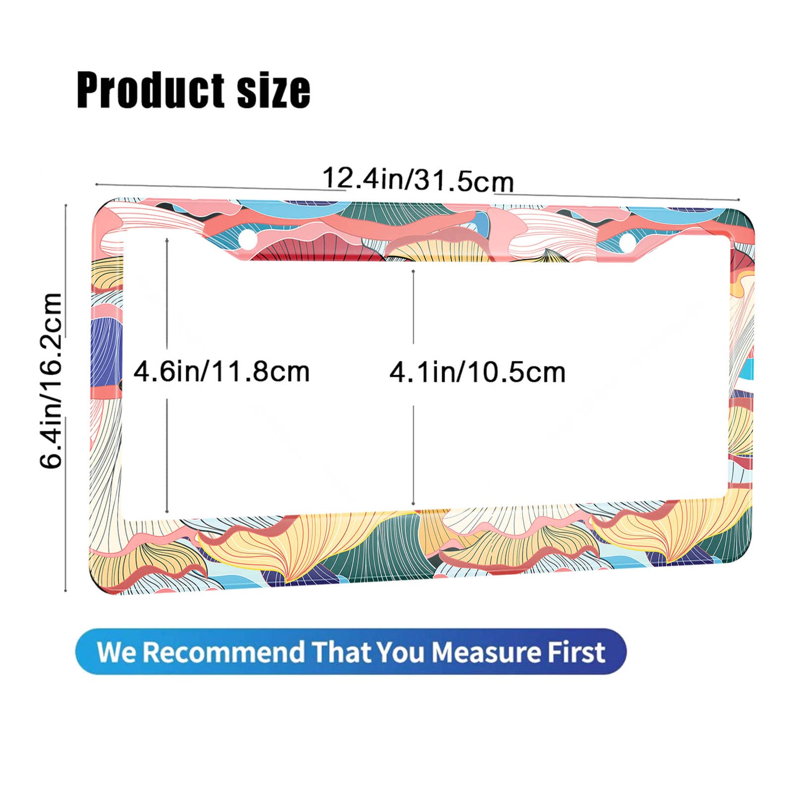 Hosnye Mushrooms License Plate Frame Beautiful Graphic Pattern Of Colorful Metal License Plate Cover Front Plates Frames Car Tag Frame For Women Men Us Vehicles Standard