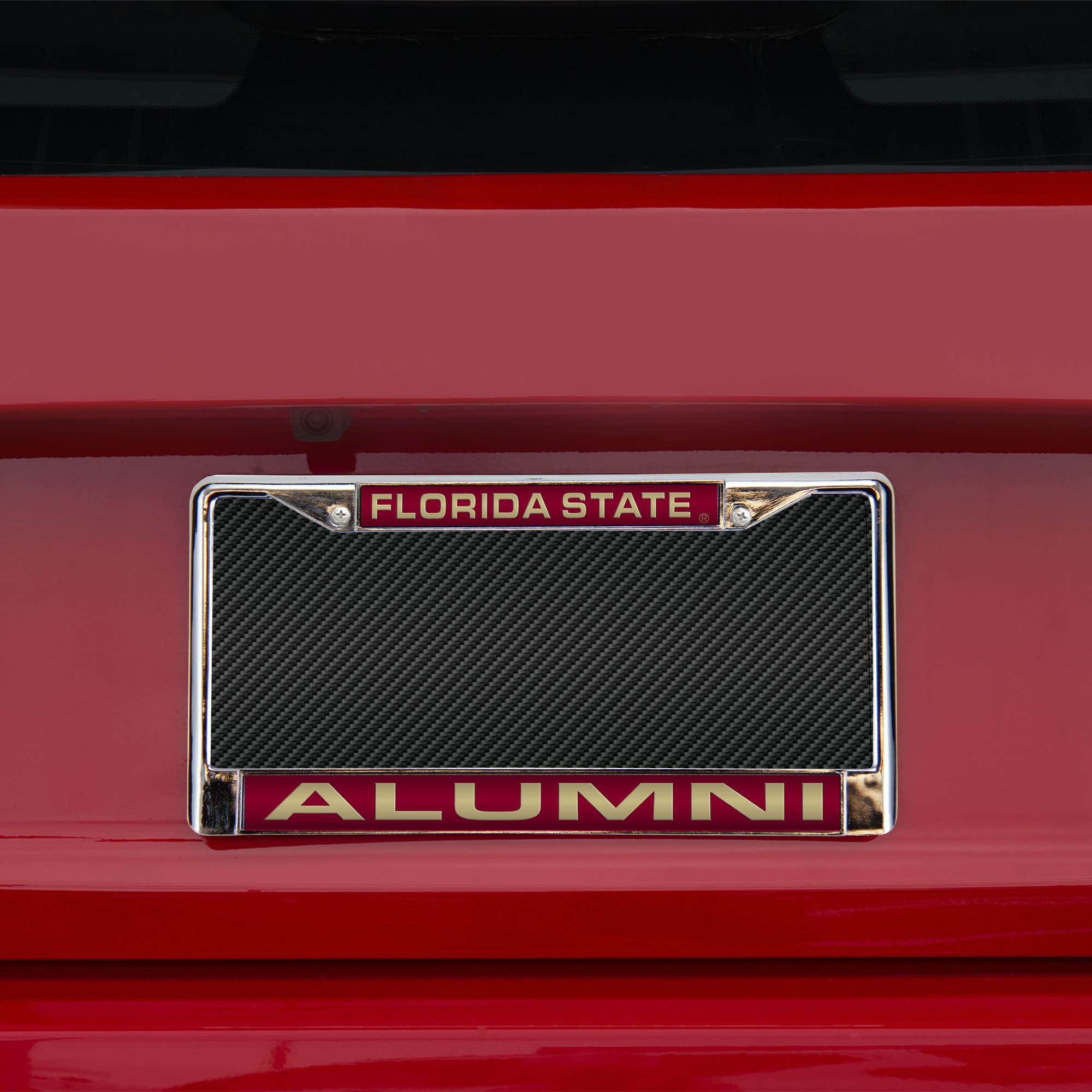 Rico Industries Ncaa Florida State Seminoles Alumni Red 12'' X 6'' Laser Cut Chrome Frame - Car/Truck/Suv Automobile Accessory