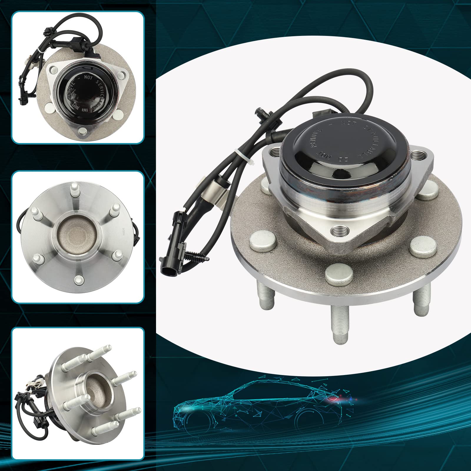 for 2WD Front Wheel Bearing 515054 Wheel Hub Assembly for 6 Lug W/ABS fit Chevy Silverado 1500 99-06, for GMC Sierra 1500/Yukon