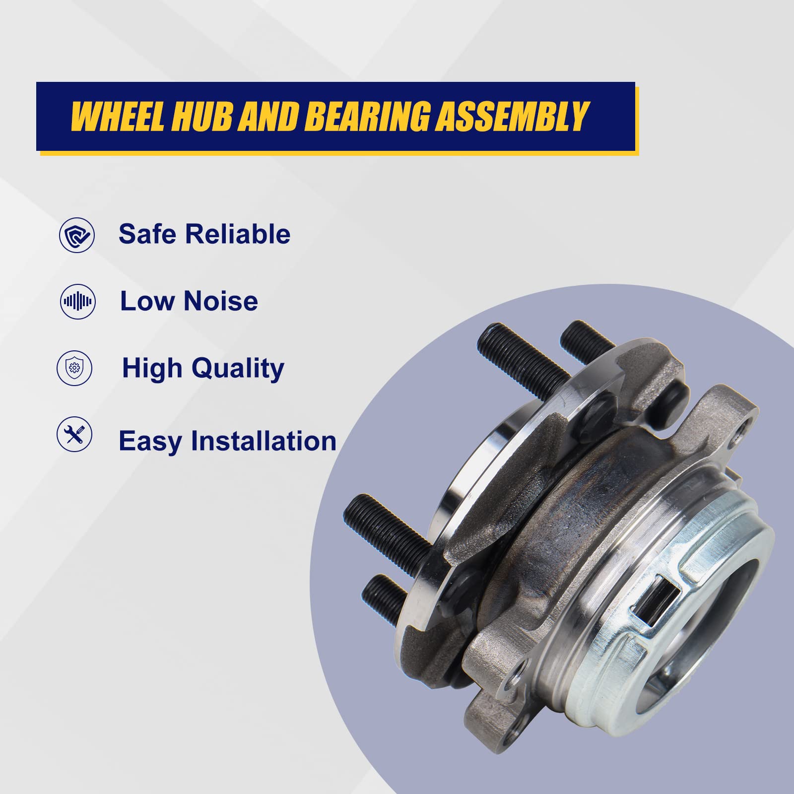 KUSATEC 513296 Front Wheel Bearing and Hub Assembly Fit for Nissan Altima 2007-2018, Maxima 2009-2019, Murano 2009-2018, Pathfin