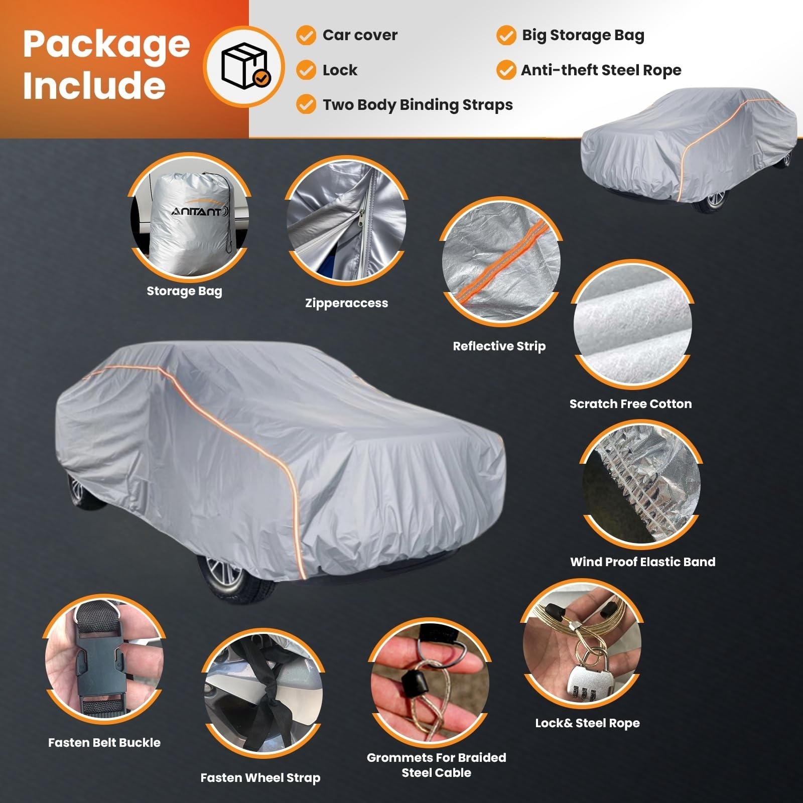 Anitant Crew Cab Truck Cover - Large Car Cover, Waterproof All Weather, Rain & Uv Protection, Fit Trucks Up To 252''