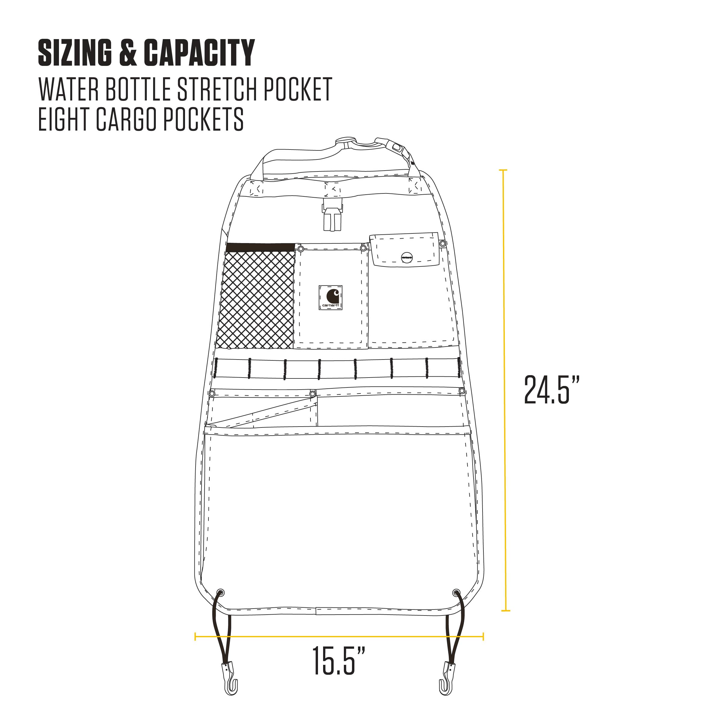 Carhartt Universal Nylon Duck Seat Back Organizer, Gravel