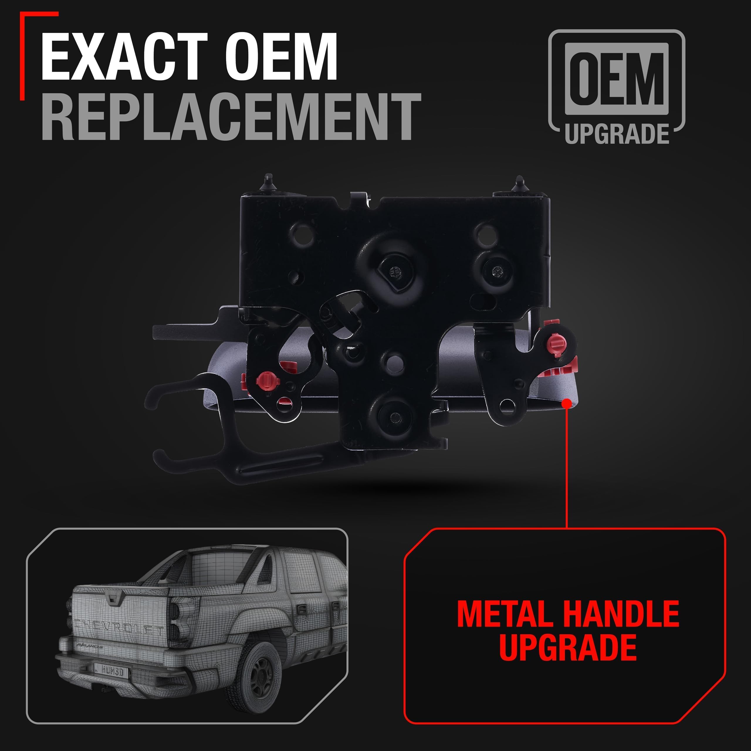 Tailgate Handle Assembly, Upgraded Metal - Compatible With 2002-2006 Chevrolet Avalanche 1500, 02-06 Avalanche 2500, 02-06 Cadillac Escalade Ext - Textured Black - Oem 15086873, 79602, Gm1915115