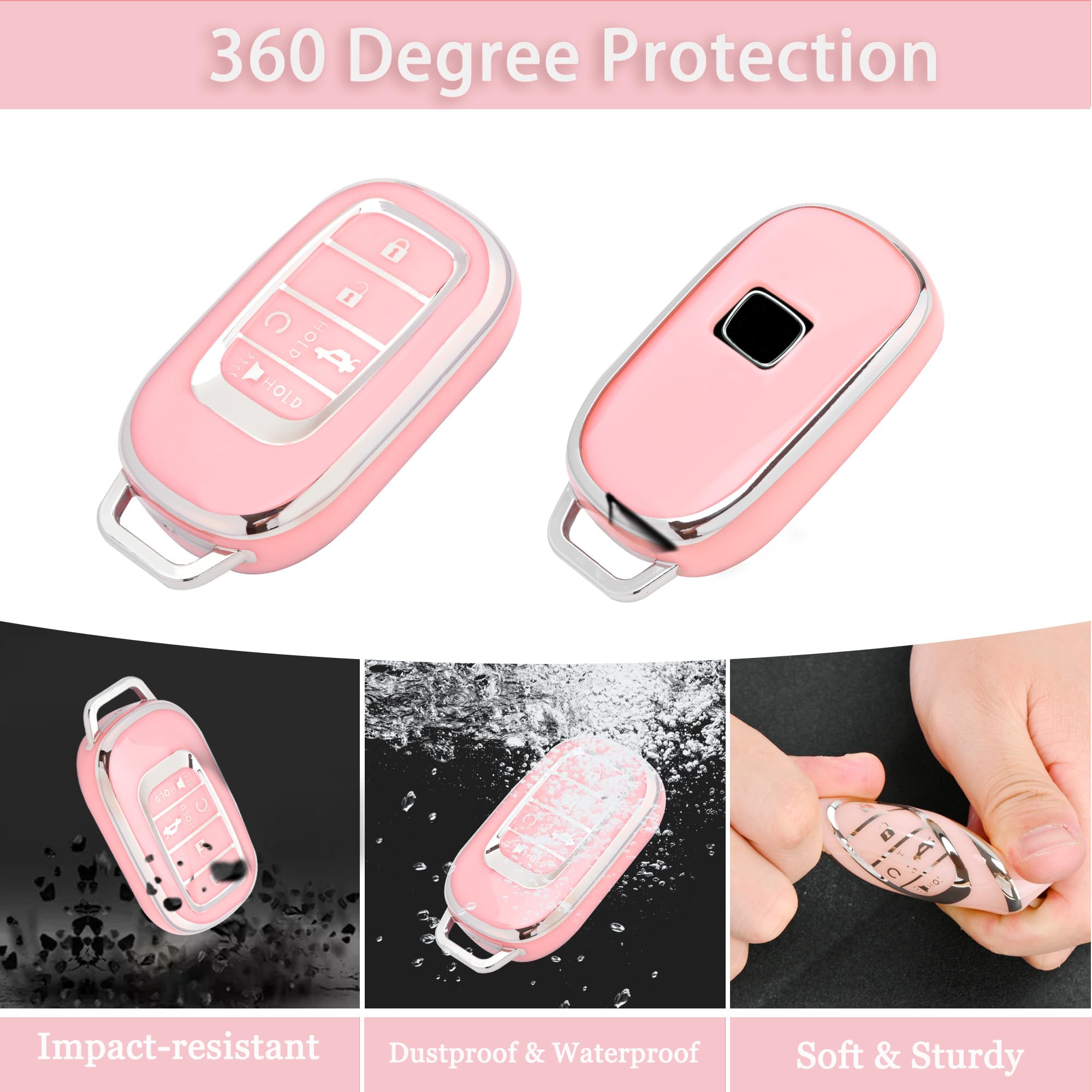 TECARATE for Honda Key fob Cover - Soft TPU Car Key Case Protector Fit for 2022 2023 2024 Honda Accord Civic HR-V CR-V Pilot Ody