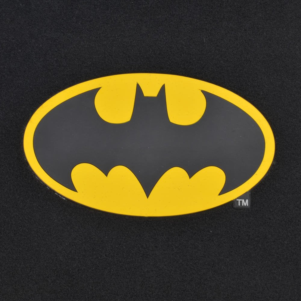 BDK Batman Carpet Car Floor Mats - 4-Piece Set, Rubber Backing, Black & Yellow Logo, Model WBMT-1301