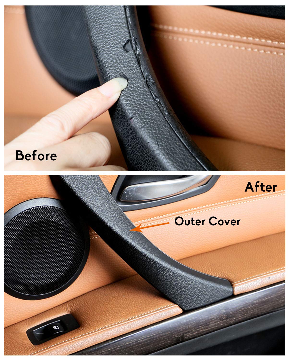 Jaronx Left Side Door Handles Outer Cover For Bmw 3 Series E90/E91, Interior Left Rear Door Handle Clasp Trim Covers (Fits:Bmw 3