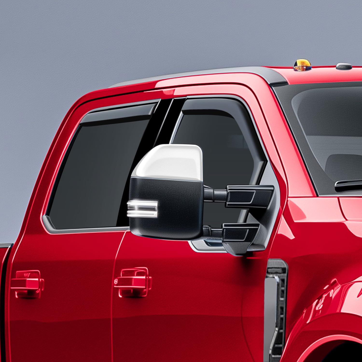Voron Glass Rain Guards for Ford F250-F550 2017-2022, Durable Polycarbonate Window Deflectors, 4-Piece Set, Crew Cab