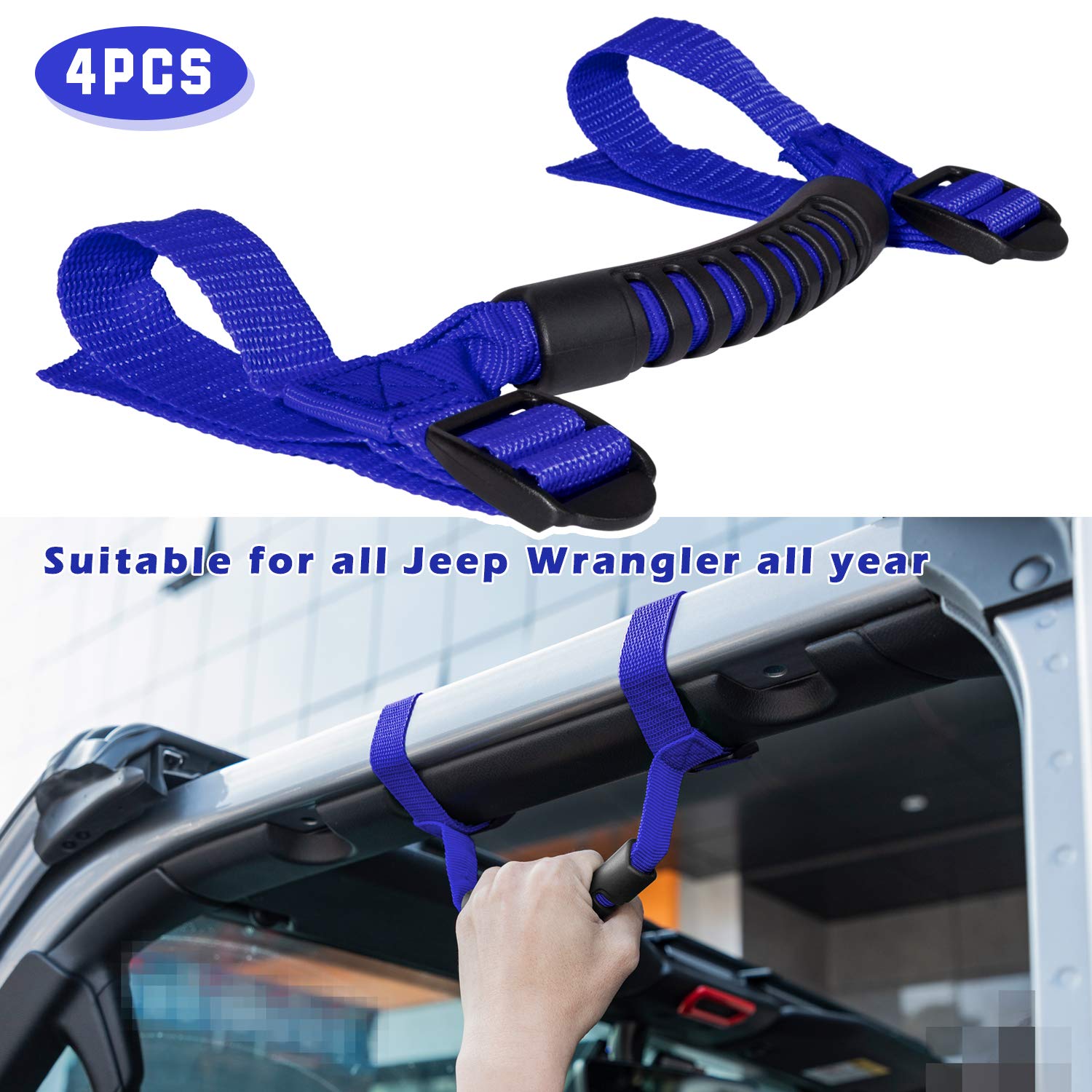 4 X Roll Bar Grab Handles Grip Handle For Jeep Wrangler Yj Tj Jk Jku Jl Jlu Sports Sahara Freedom Rubicon X & Unlimited 1955-202