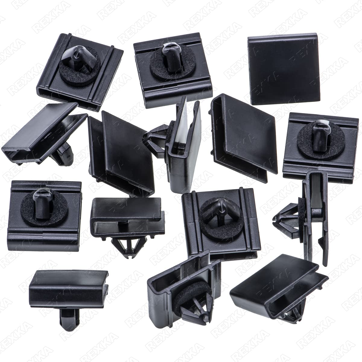 Rexka Rocker Moulding Clip Set, 15pcs, Nylon, Black, Compatible with Chrysler 6509288AA, Dodge Ram, Grand Caravan, Town & Country