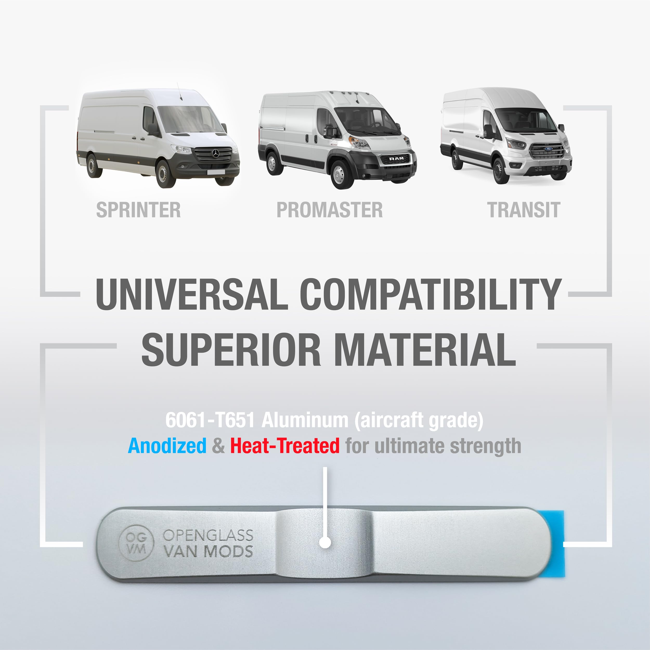 OpenGlass Van Mods Sliding Door Stopper - Universal Fit for Sprinter, Promaster, Transit - High-Grade Aluminum - Easy DIY Install