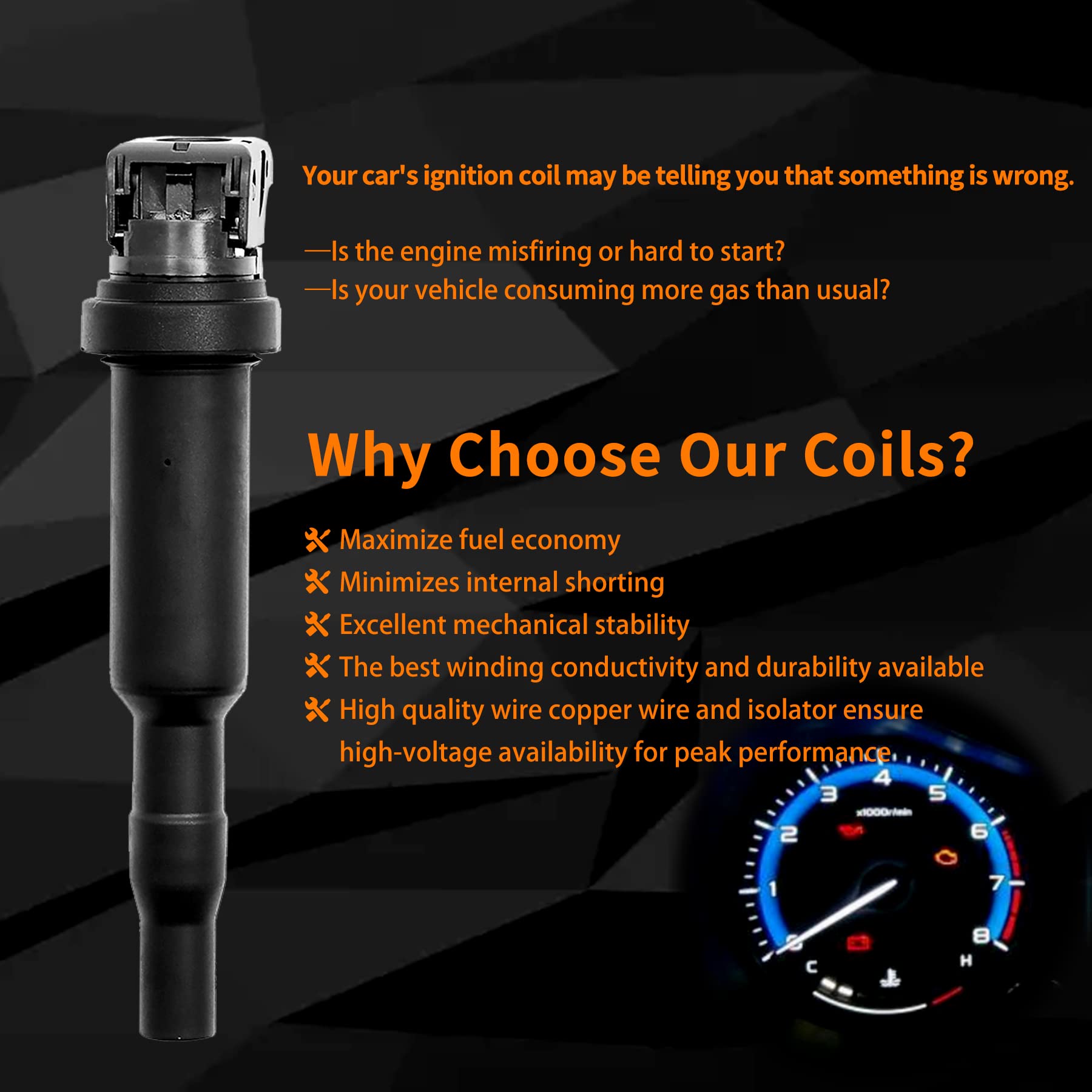 HQPASFY Ignition Coil Pack - 8pcs Compatible with BMW V8 Models 4.4L 4.8L Replaces 0221504470, UF-592