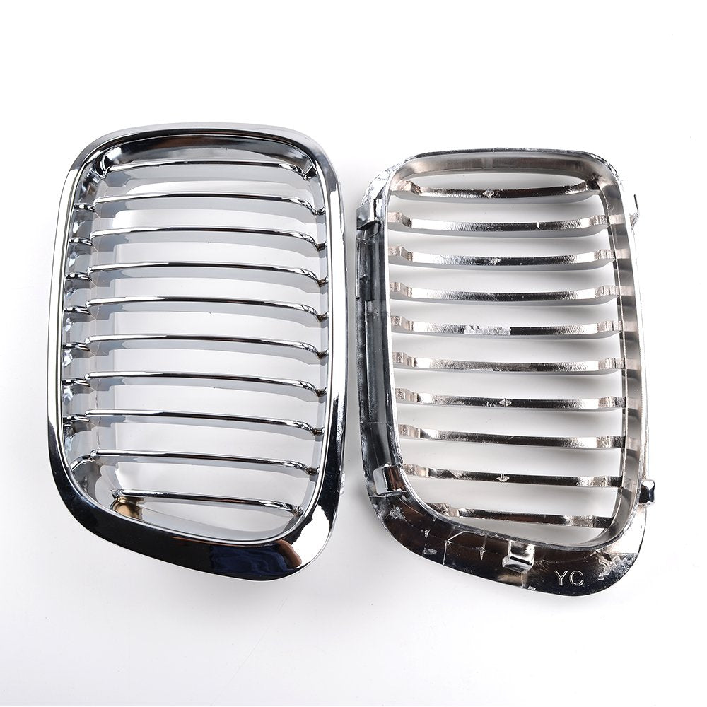 Anzio Front Hood Kidney Lh Rh Grill Grille Replacement Oem For 1998-2001 Bmw E46 4 Door Sedan 320I 323I 325I 328I 330I - Chrome