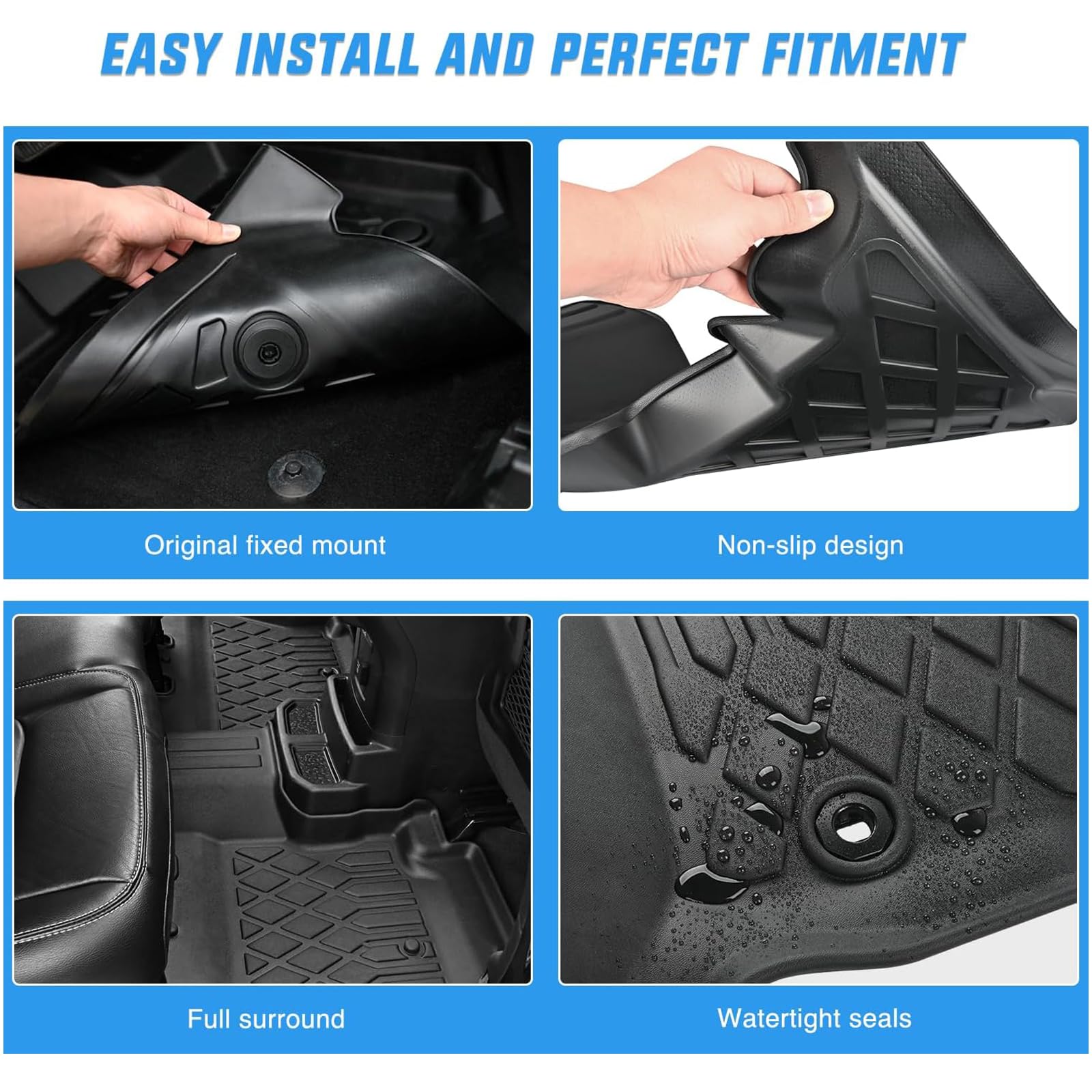 Custom Fit All Weather Car Floor Mats Compatible With 2023-2024 Honda Cr-V, Fit For Honda Cr-V Rubber Floor Mat, Full Set Includ