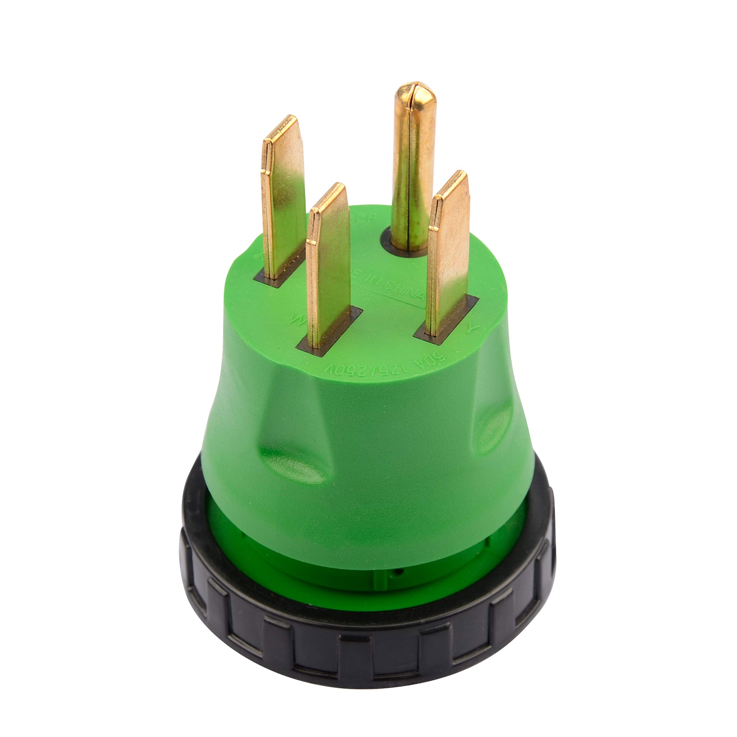 RVGUARD 50 Amp to 30 Amp RV Adapter Plug, Locking Connector, 14-50P to L5-30R, Green, Model RGADP5030L-G