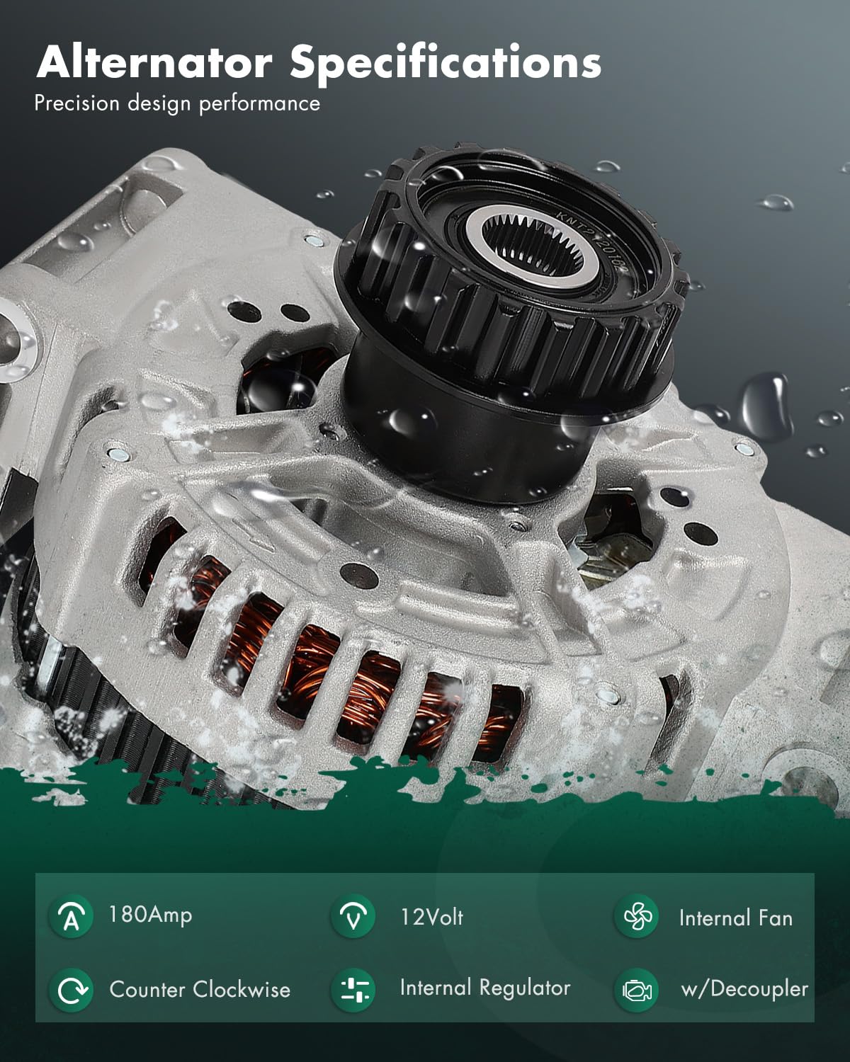 SCITOO Alternator for Volvo XC60 XC90 S60 S80 V60 V70 12V 180A CCW w/Decoupler Pulley, Model 135069-520