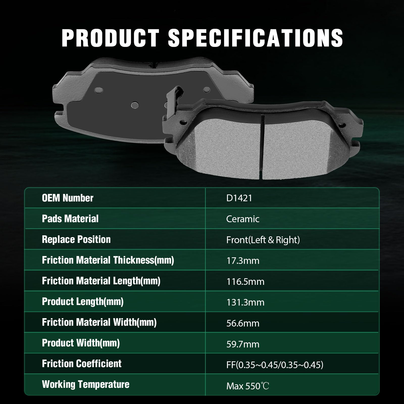 Automuto 8Pcs Front & Rear Ceramic Disc Brake Pads Set D1421 D1275 For Chevrolet Equinox 2010-2017,For Gmc Terrain 2010-2017