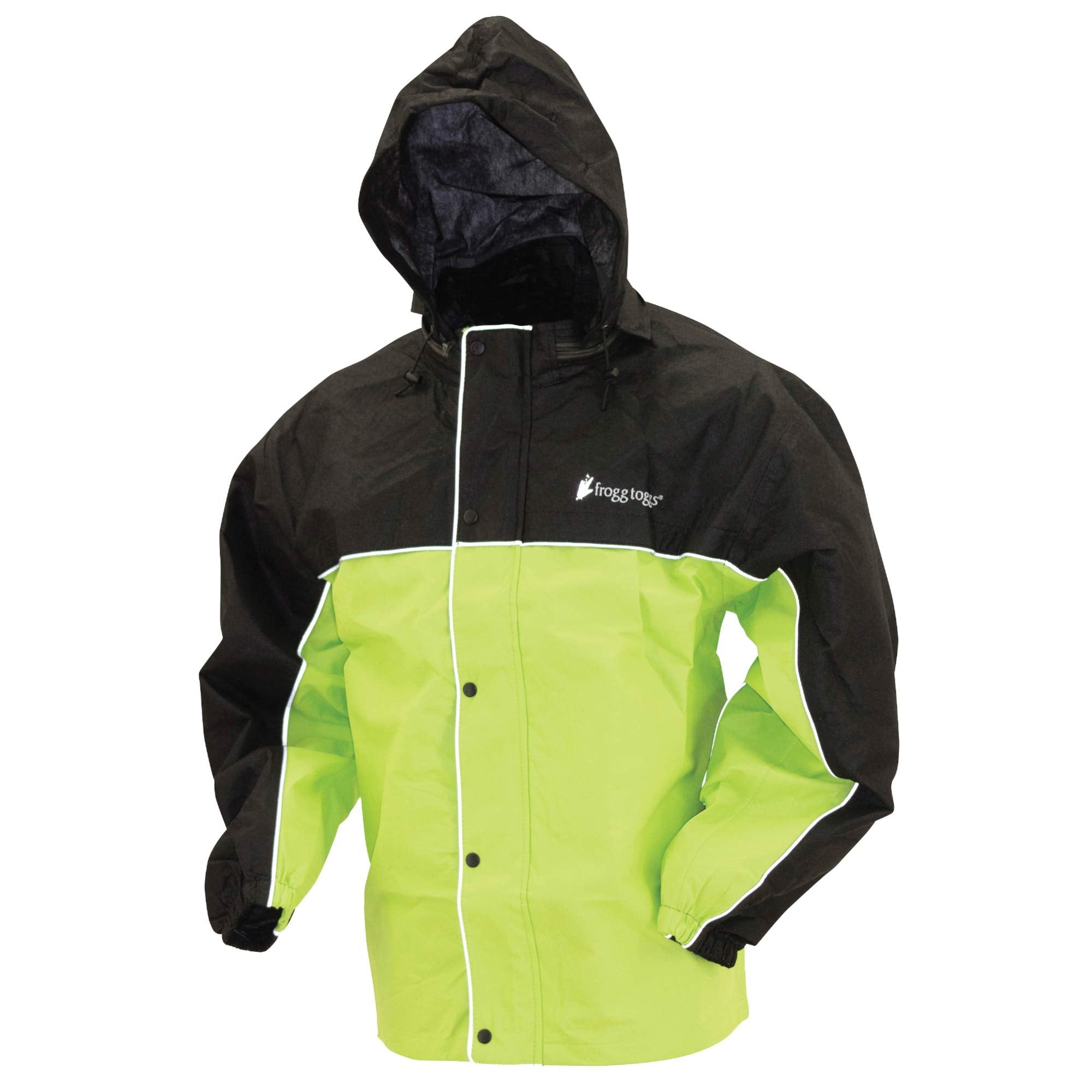 Frogg Toggs Road Toad Reflective Waterproof Rain Jacket, Hivis Green/Black, Large